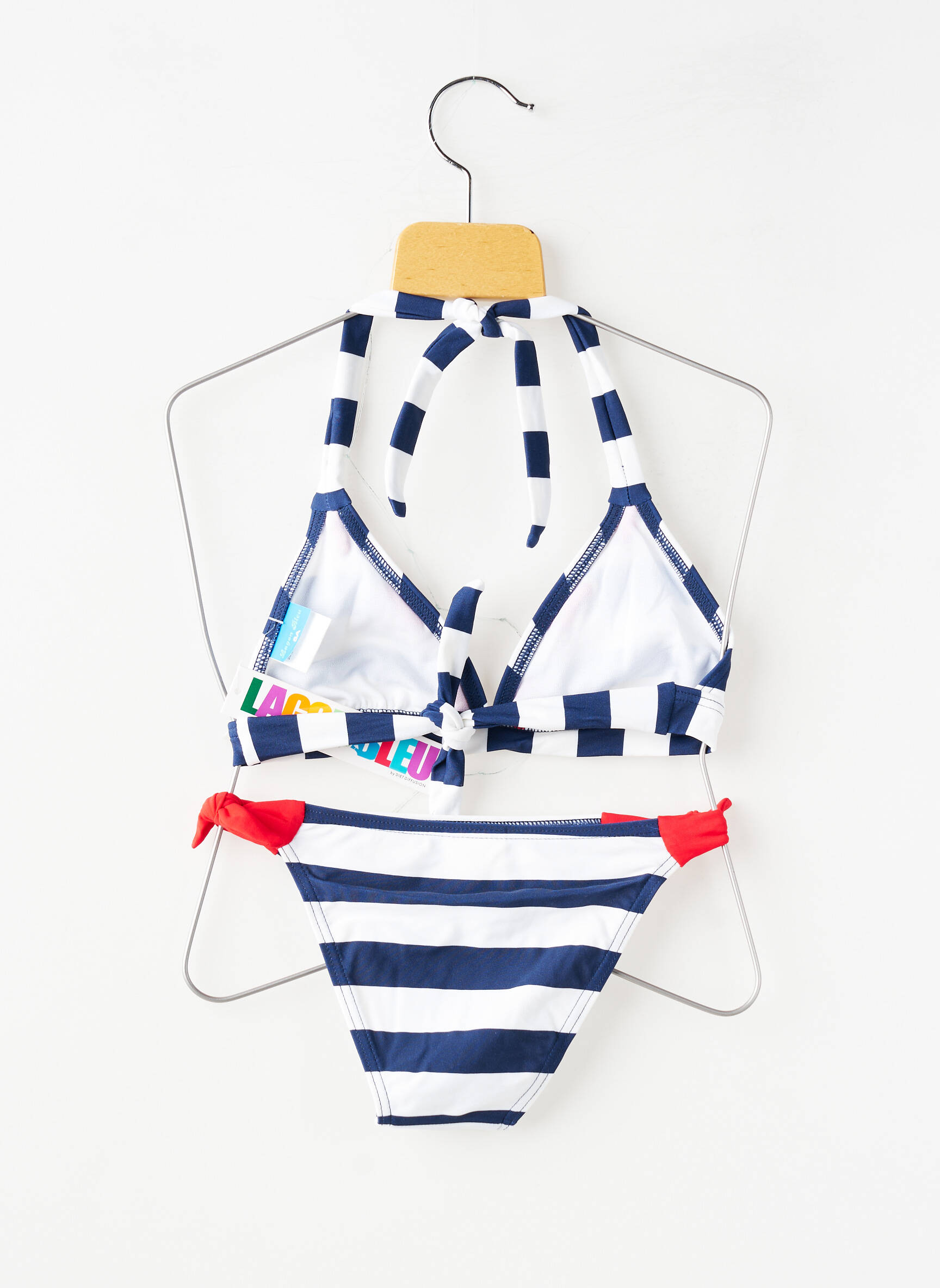 Costum de baie din două piese imprimeu dungi albastru LAGON BLEU fată