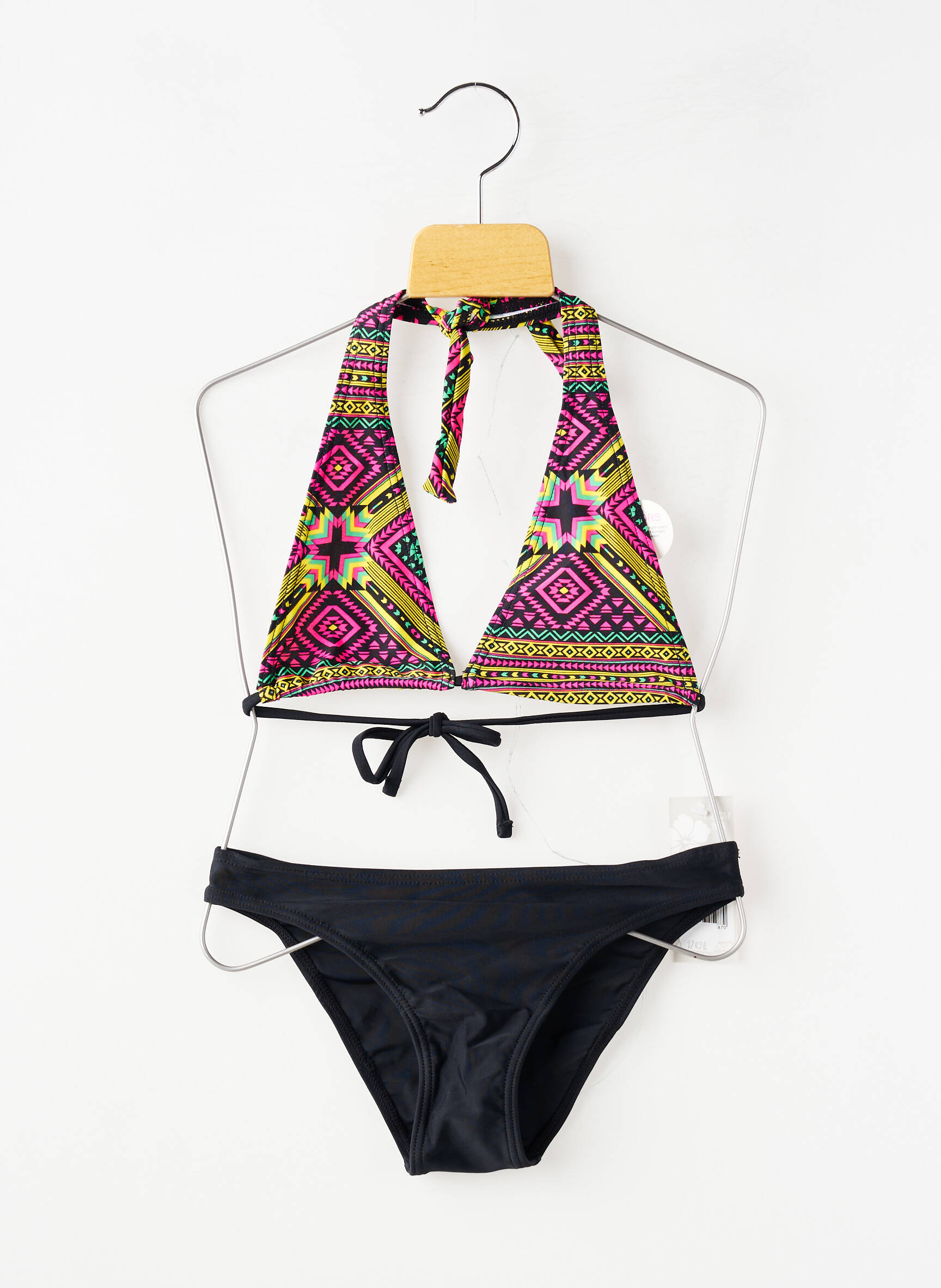 Costum de baie din două piese elasticitate negru BEACHWEAR fată