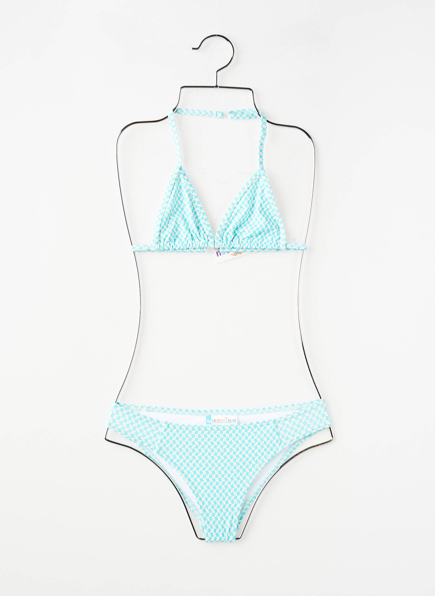 Costum de baie din două piese închidere cu agrafă albastru LAGON BLEU fată