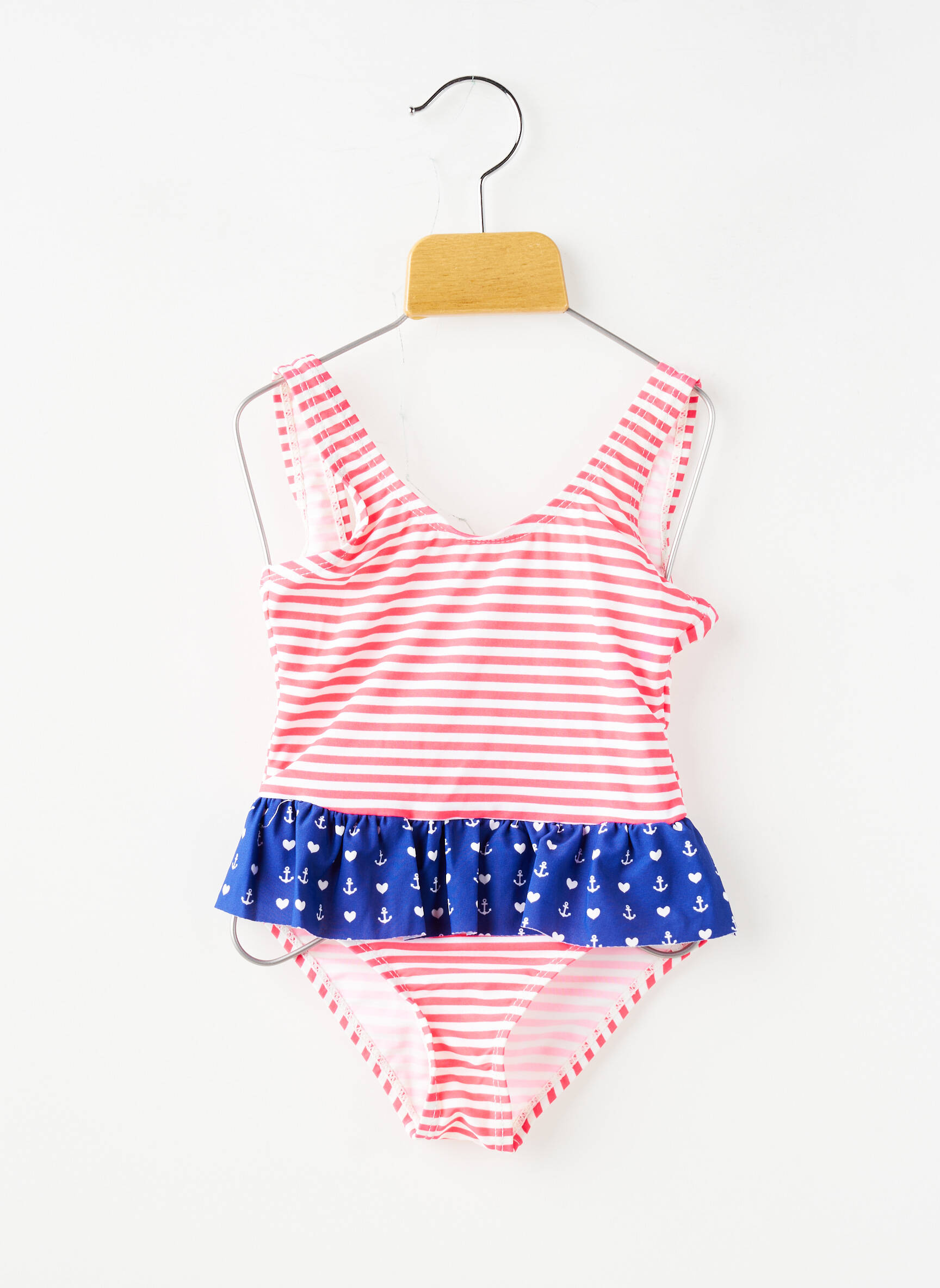 Costum de baie dintr-o singură piesă sutiene roz BEACHWEAR fată