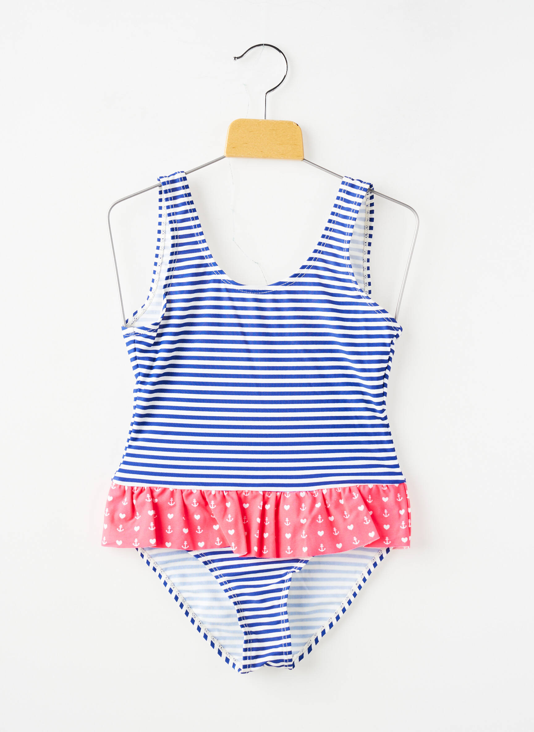 Costum de baie dintr-o singură piesă sutiene albastru BEACHWEAR fată