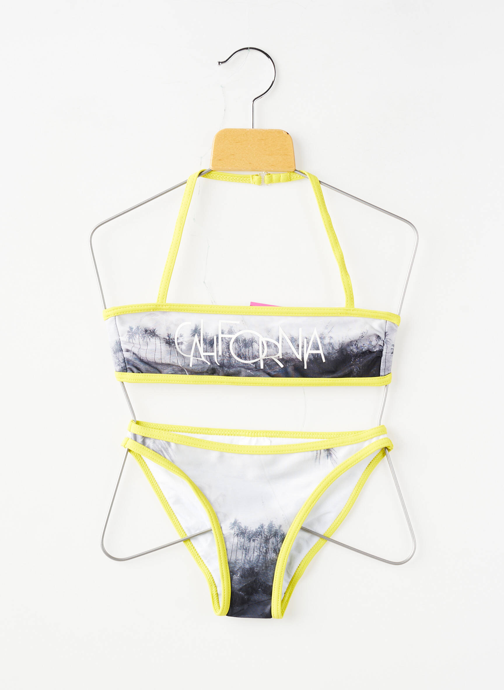 Costum de baie din două piese elasticitate gri BEACHWEAR fată