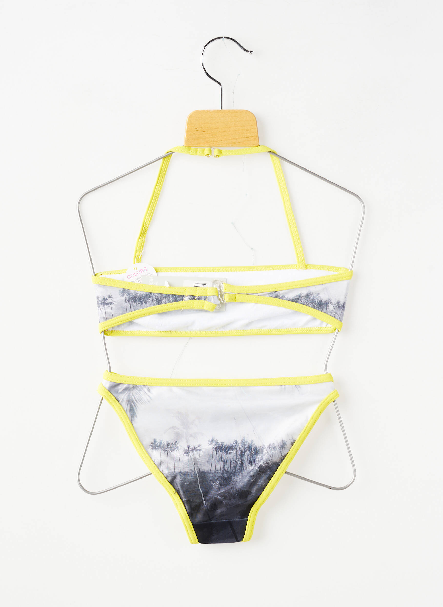 Costum de baie din două piese elasticitate gri BEACHWEAR fată