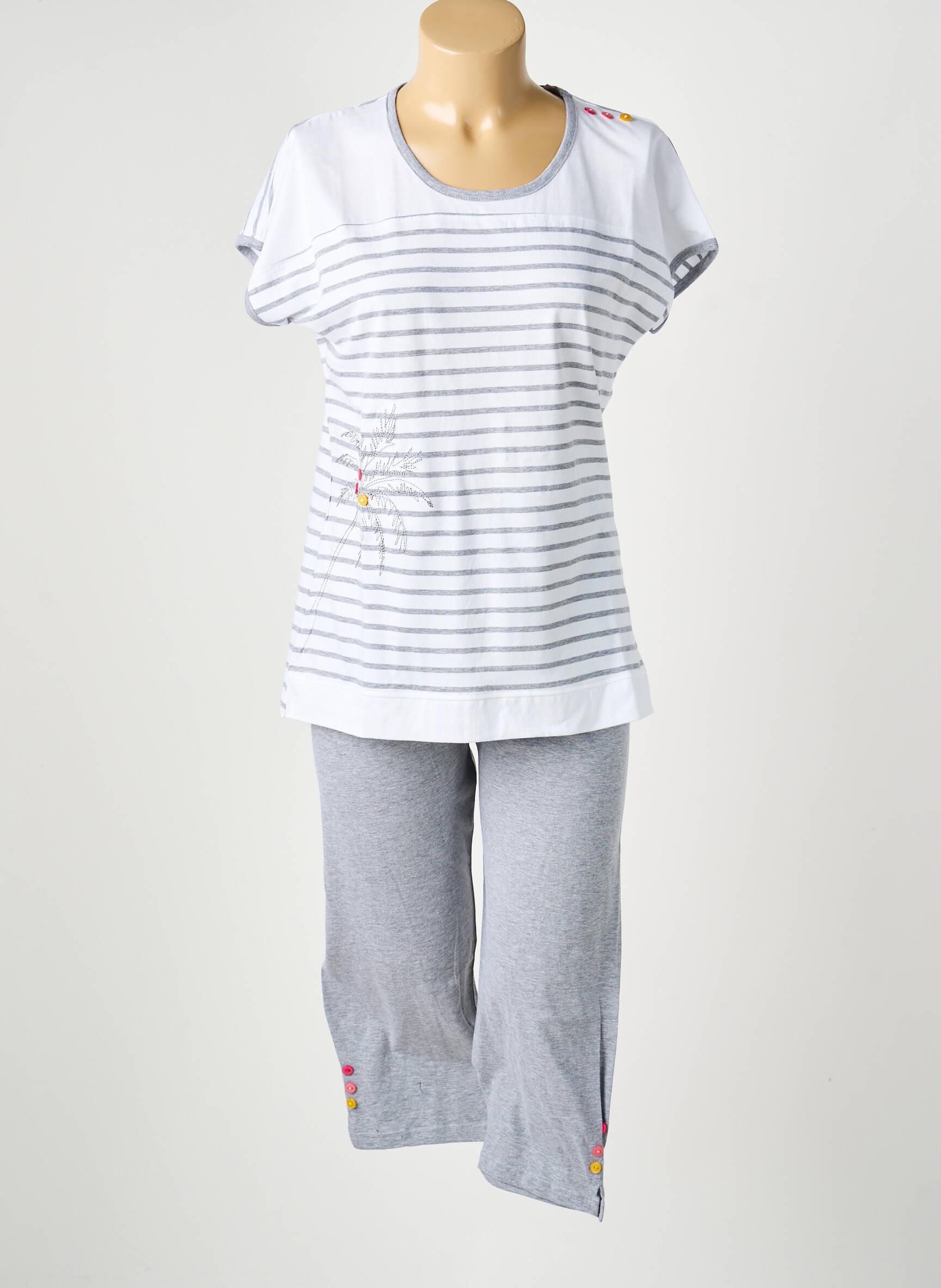 Pijama mâneci scurte gri ROSE POMME femeie