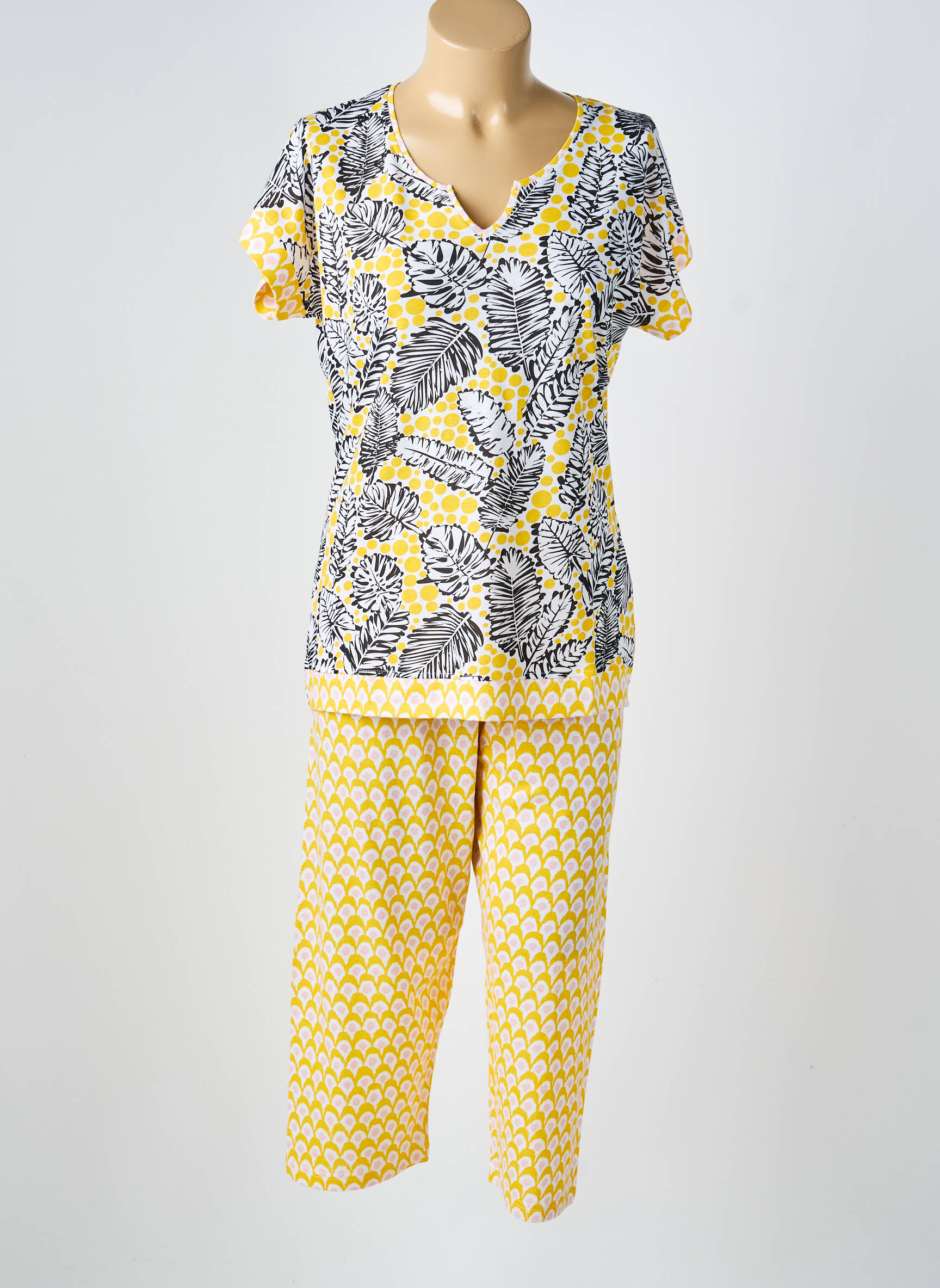 Pijama mâneci scurte galben ROSE POMME femeie