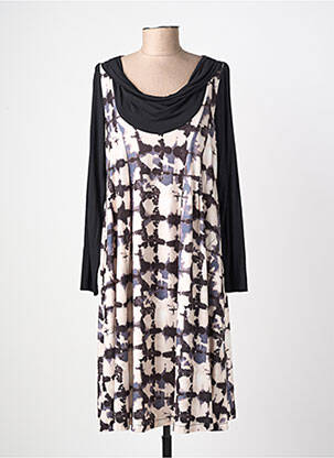 Rochie midi imprimeu fantezie mâneci lungi negru AN II VITO femeie