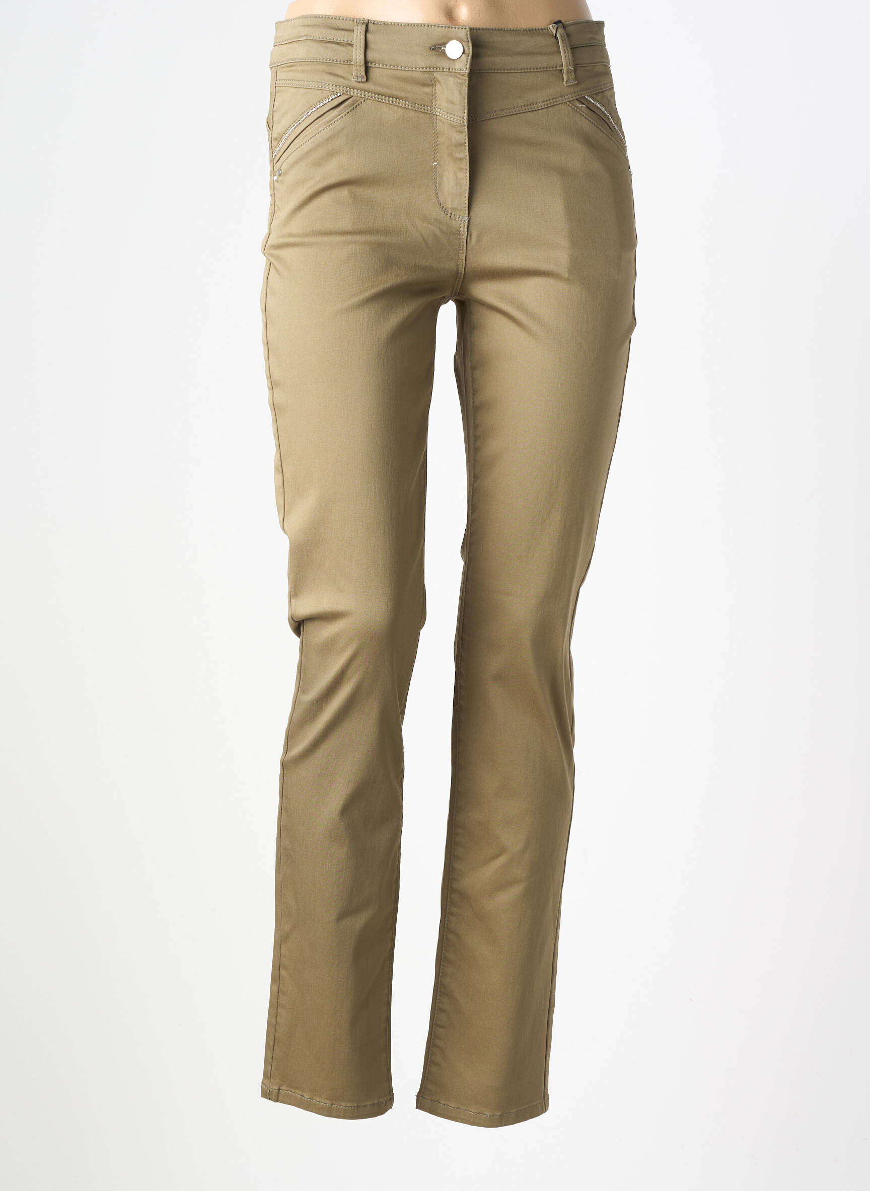Pantalon slim buzunare verde JULIE GUERLANDE femeie