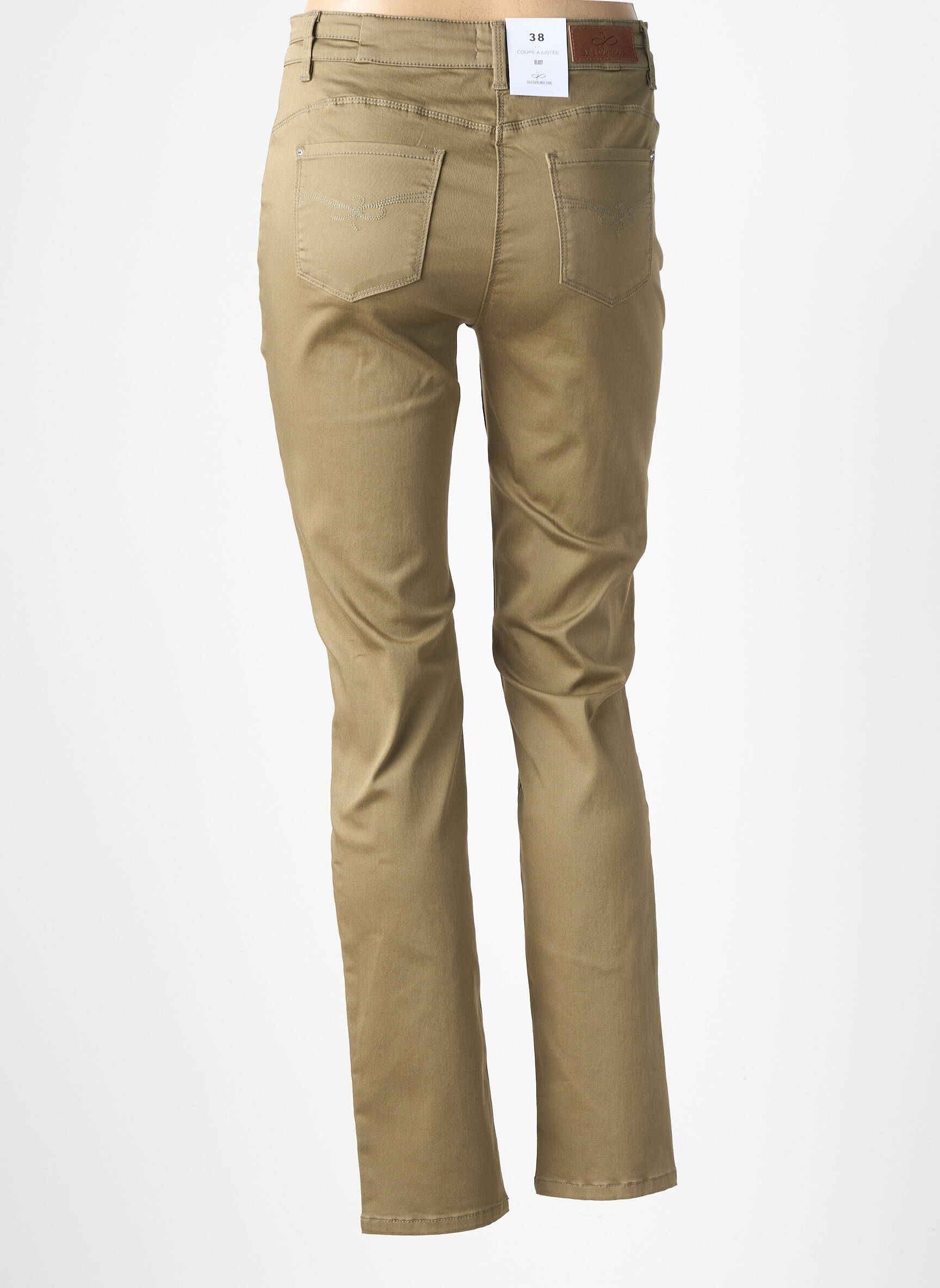 Pantalon slim buzunare verde JULIE GUERLANDE femeie