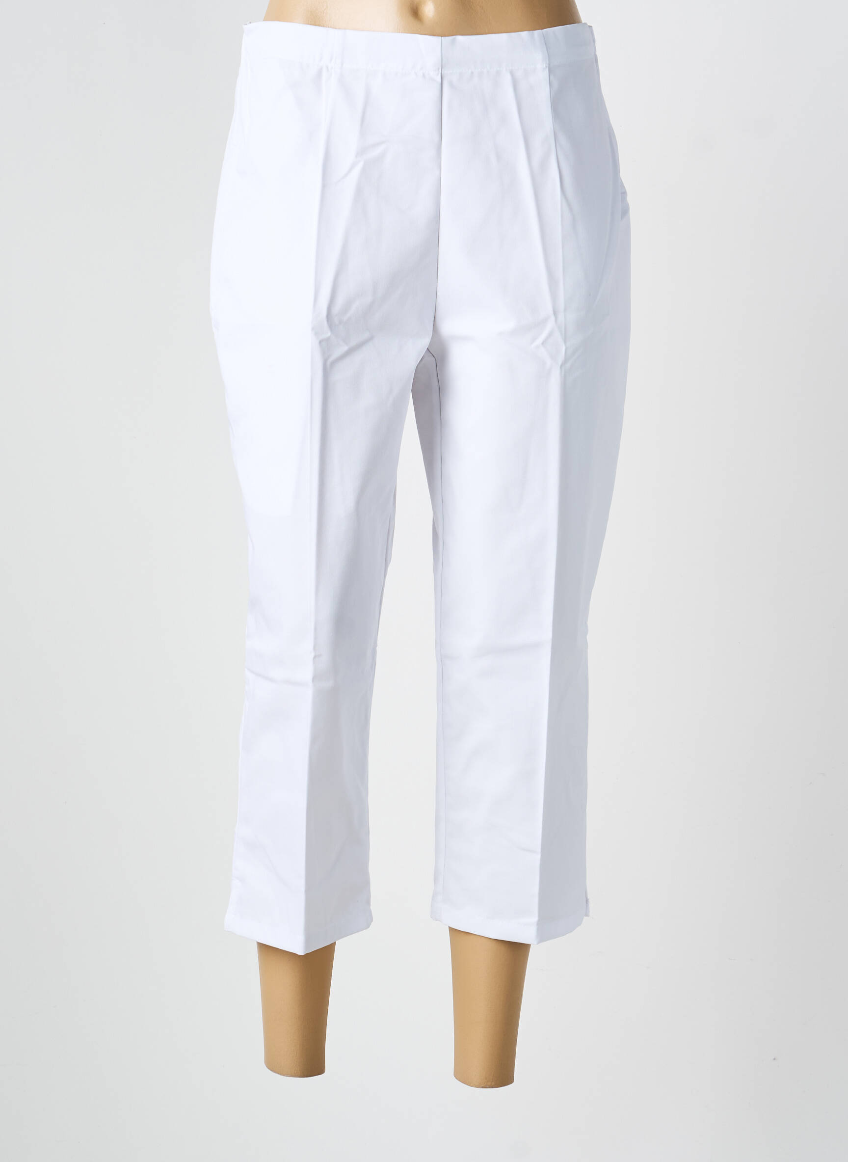 Pantalon trei sferturi croială dreaptă alb GEVANA femeie
