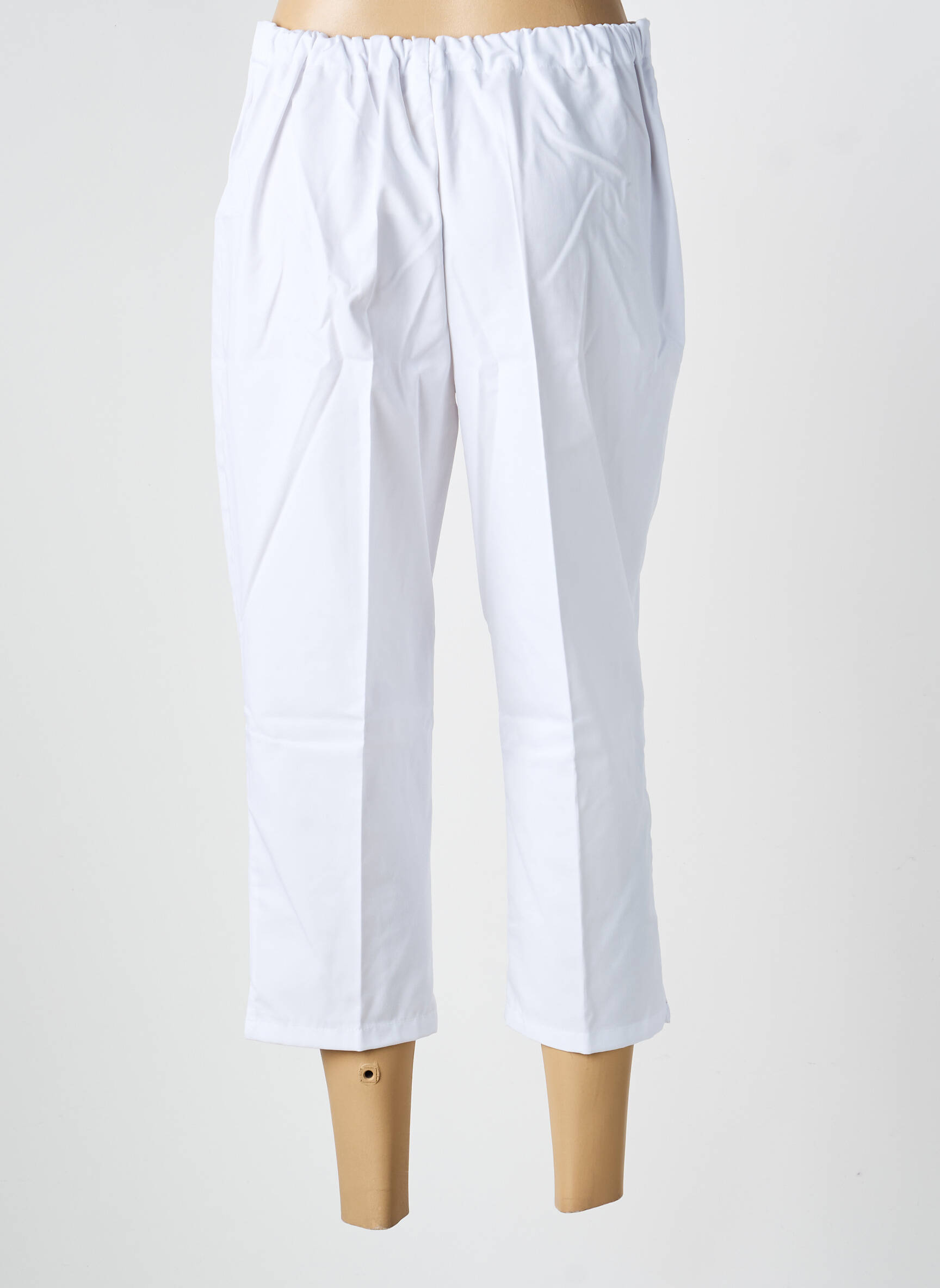 Pantalon trei sferturi croială dreaptă alb GEVANA femeie