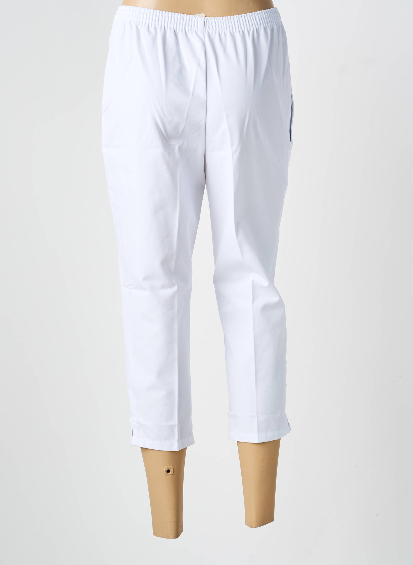 Pantalon trei sferturi croială dreaptă alb GEVANA femeie