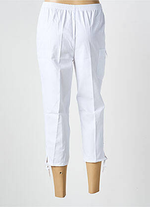 Pantalon trei sferturi talie elastică alb GEVANA femeie