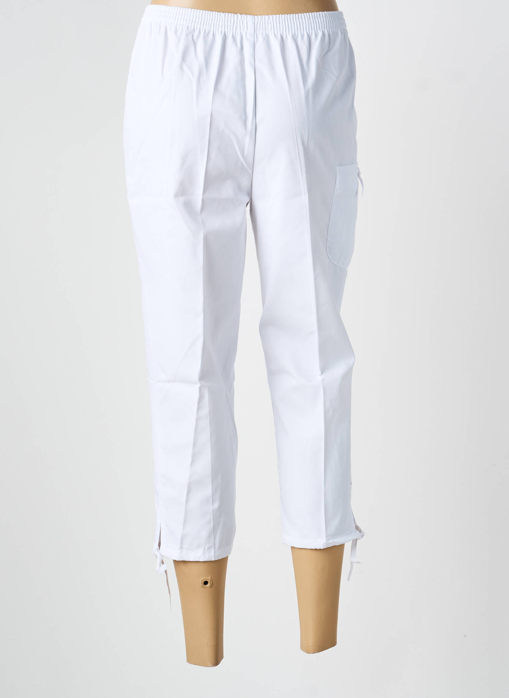 Pantalon trei sferturi talie elastică alb GEVANA femeie