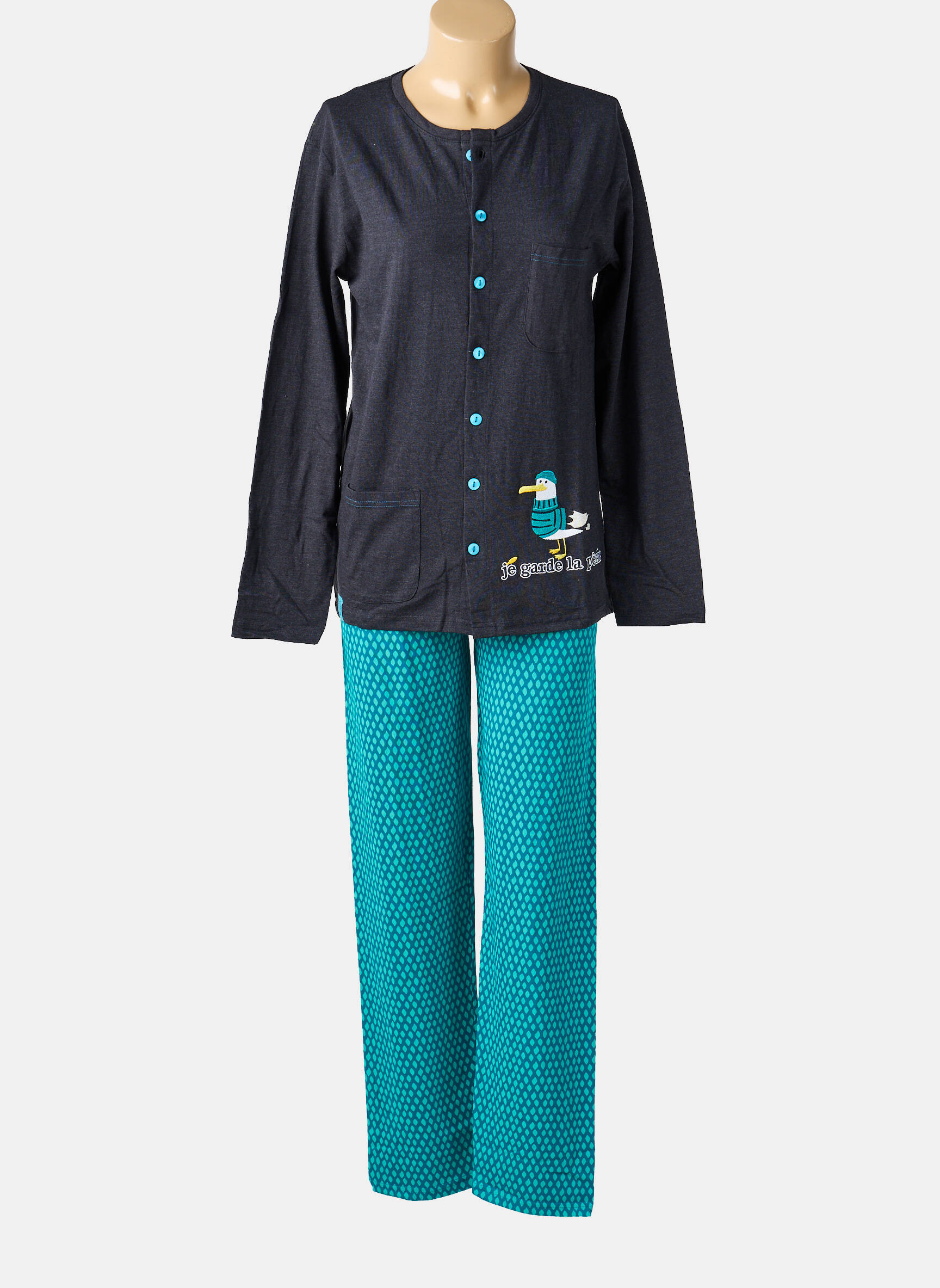 Pijama croială dreaptă gri ROSE POMME femeie