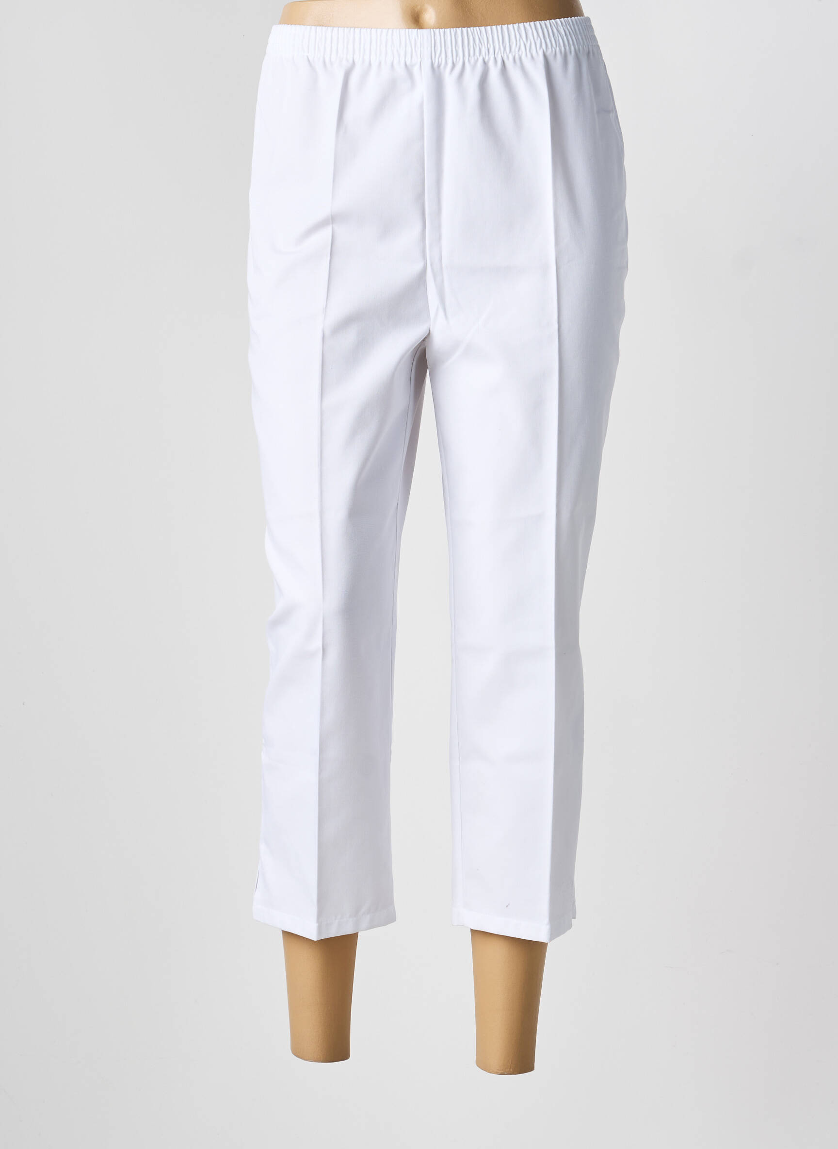 Pantalon trei sferturi talie elastică mărime normală alb GEVANA femeie