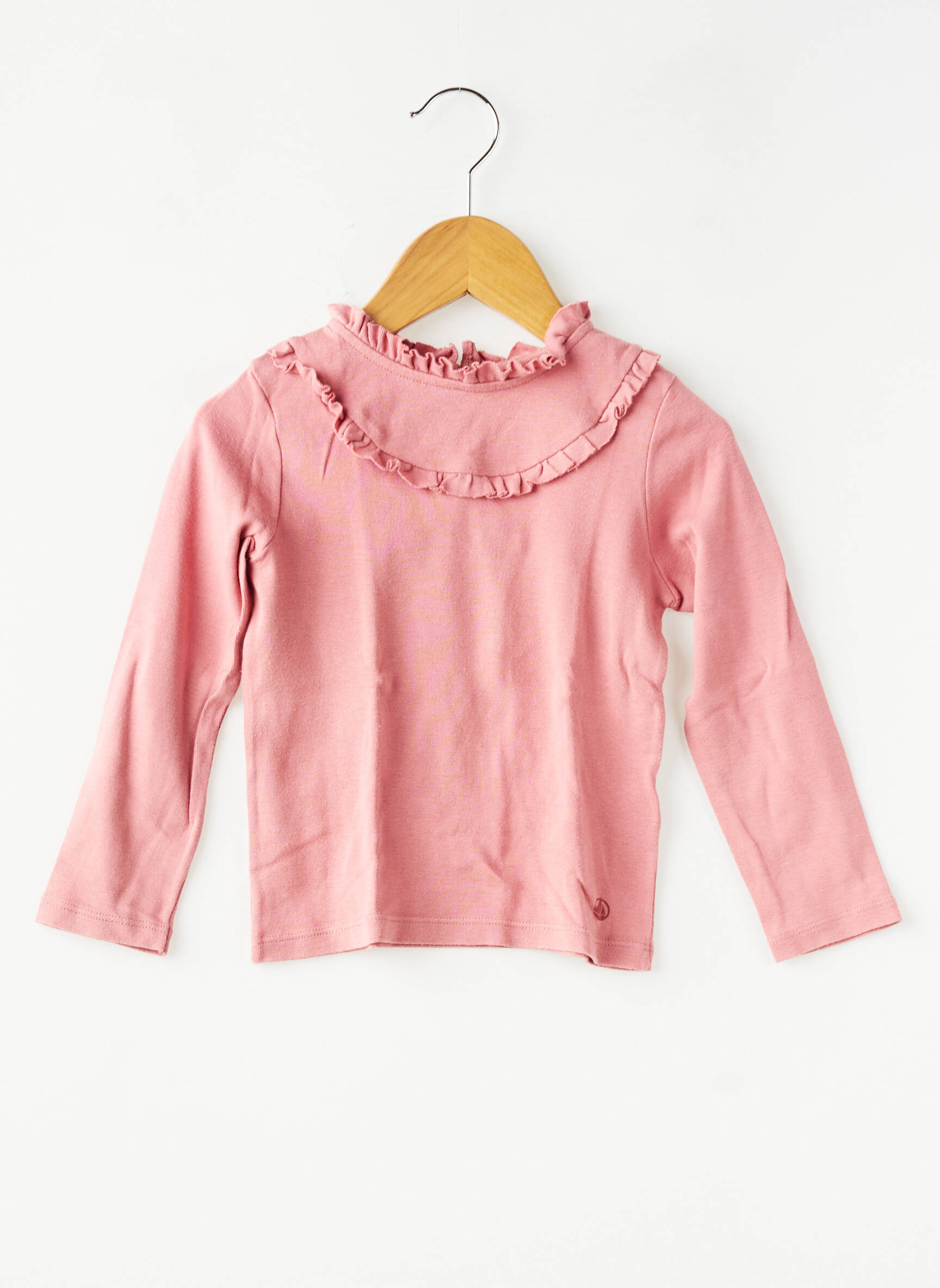 Tricou croială cambrată mâneci lungi roz PETIT BATEAU fată