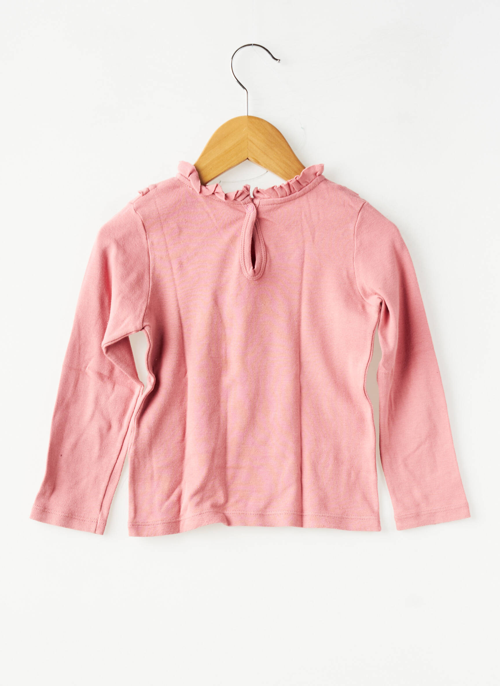 Tricou croială cambrată mâneci lungi roz PETIT BATEAU fată