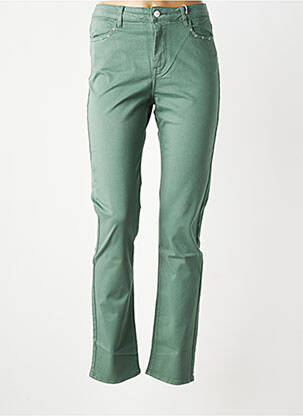 Pantalon slim țesătură poplin mărime normală verde KANOPE femeie