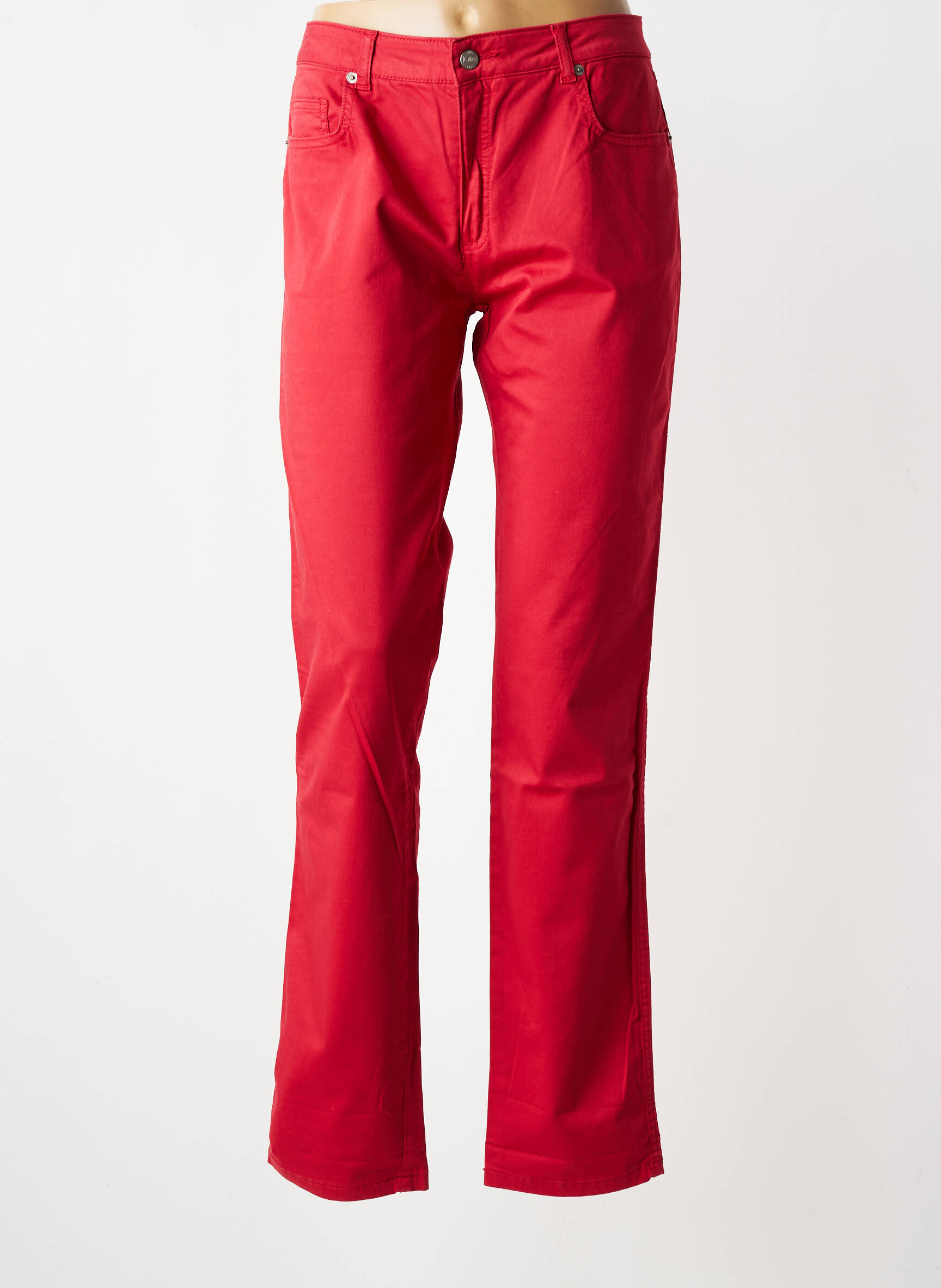 Pantalon slim țesătură poplin mărime normală roșu JEANNE ET MARIUS femeie