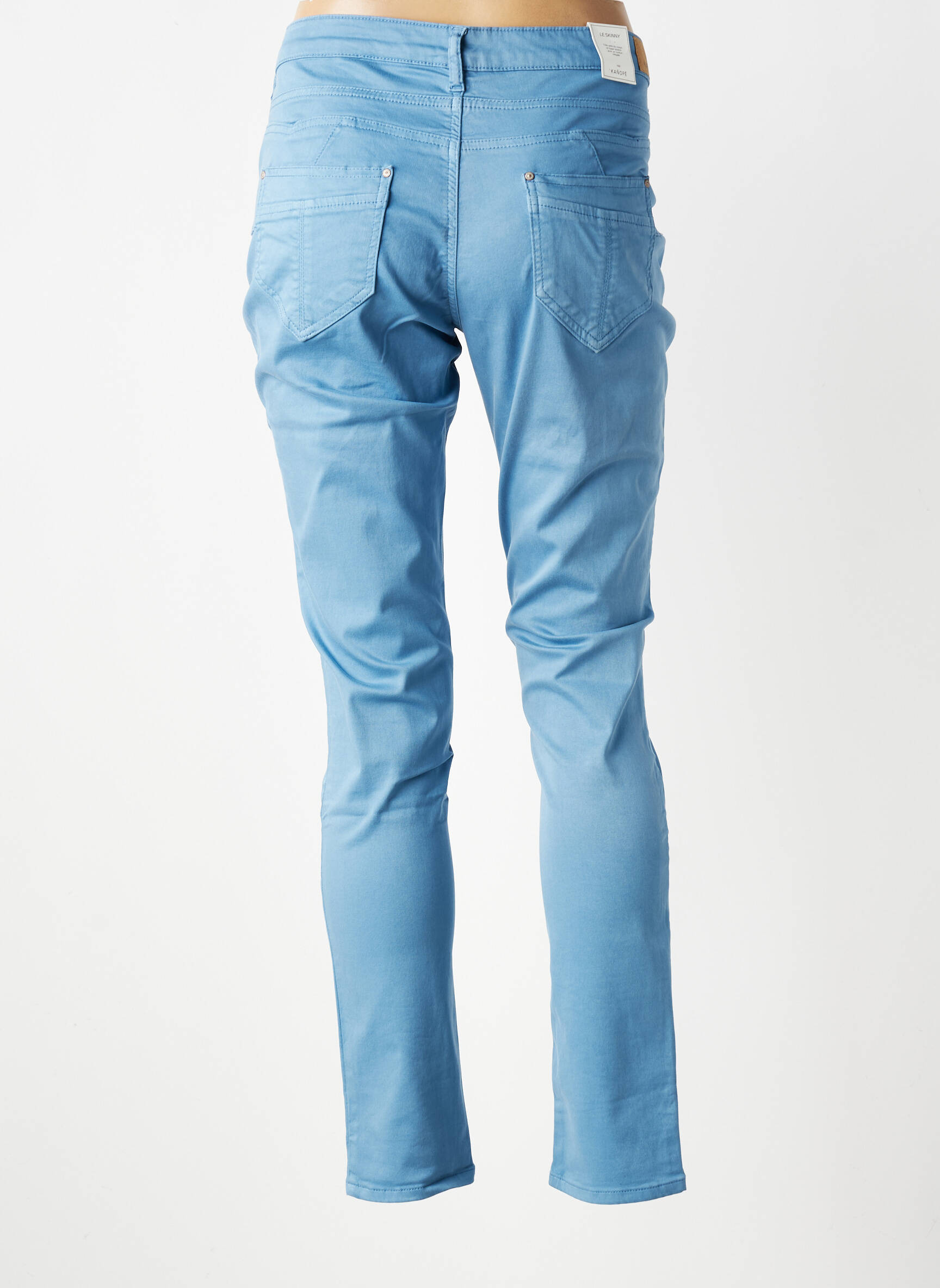 Pantalon slim țesătură poplin mărime normală albastru KANOPE femeie