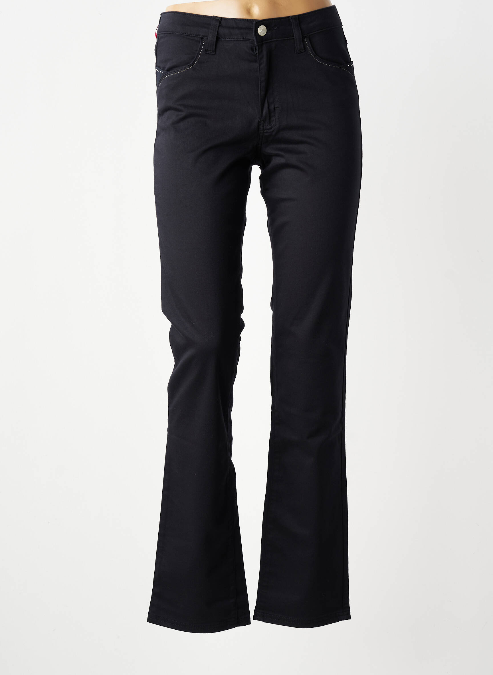 Pantalon drept țesătură poplin mărime normală negru KANOPE femeie