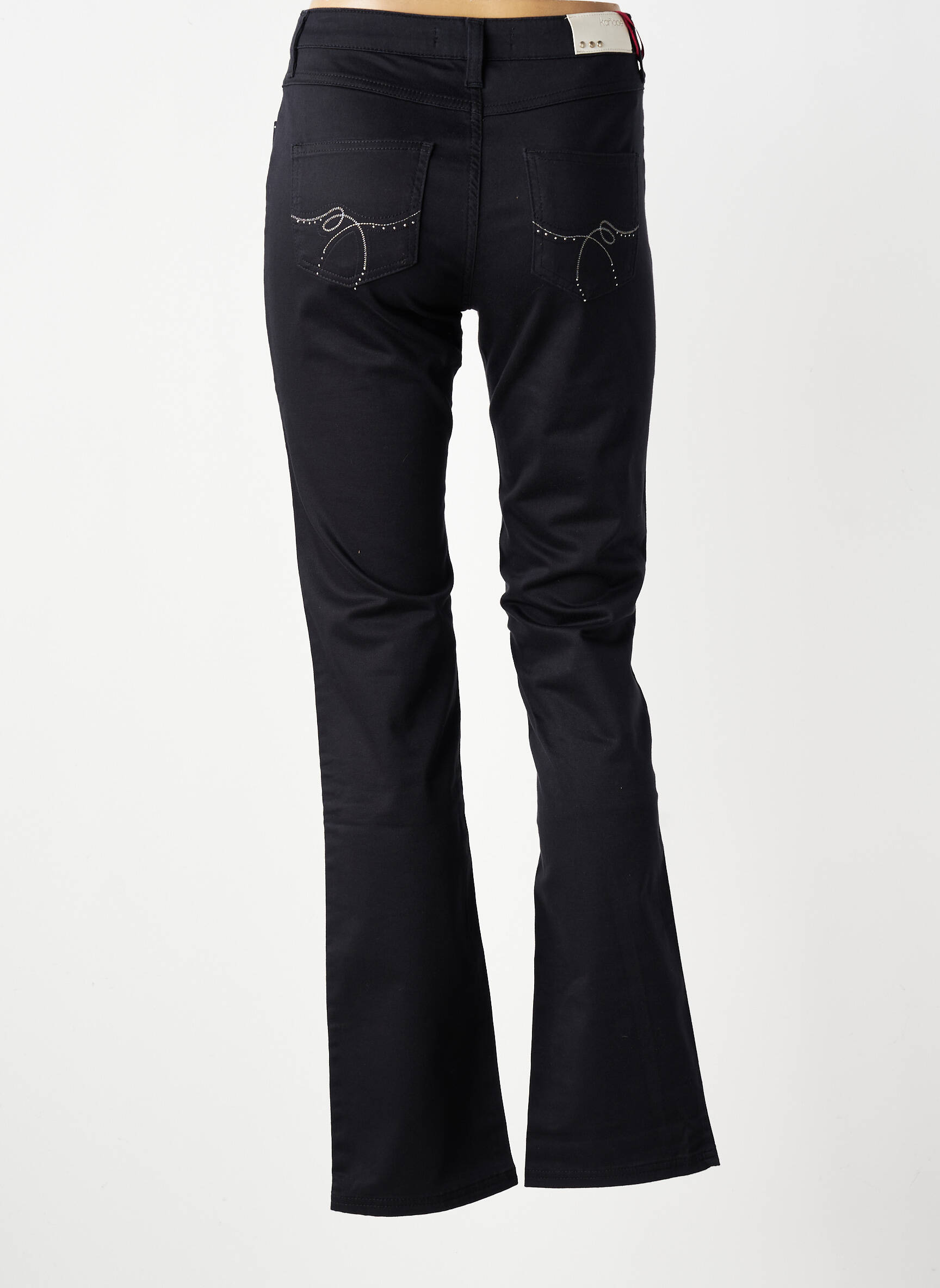Pantalon drept țesătură poplin mărime normală negru KANOPE femeie