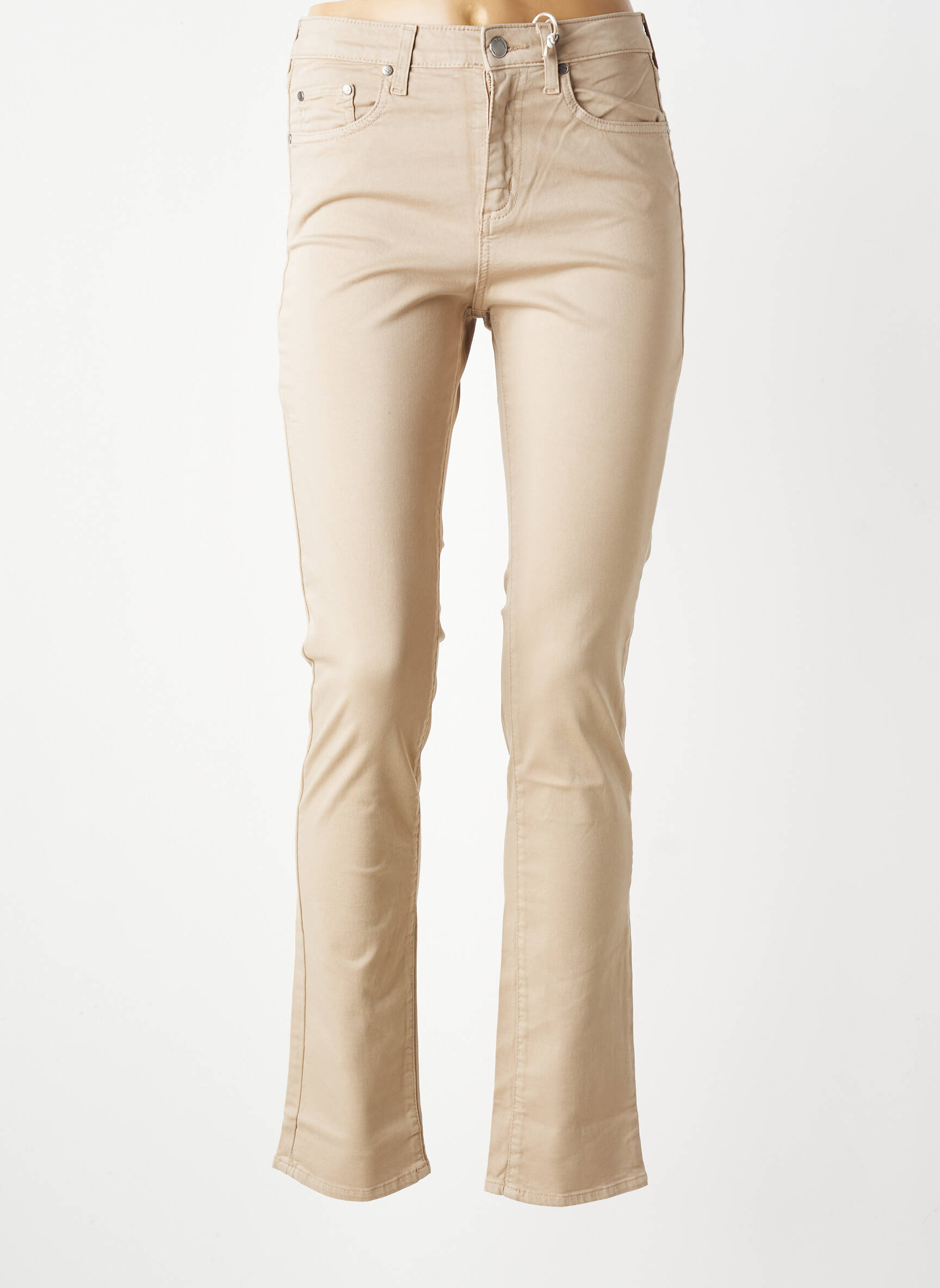 Pantalon slim țesătură poplin mărime normală bej KANOPE femeie