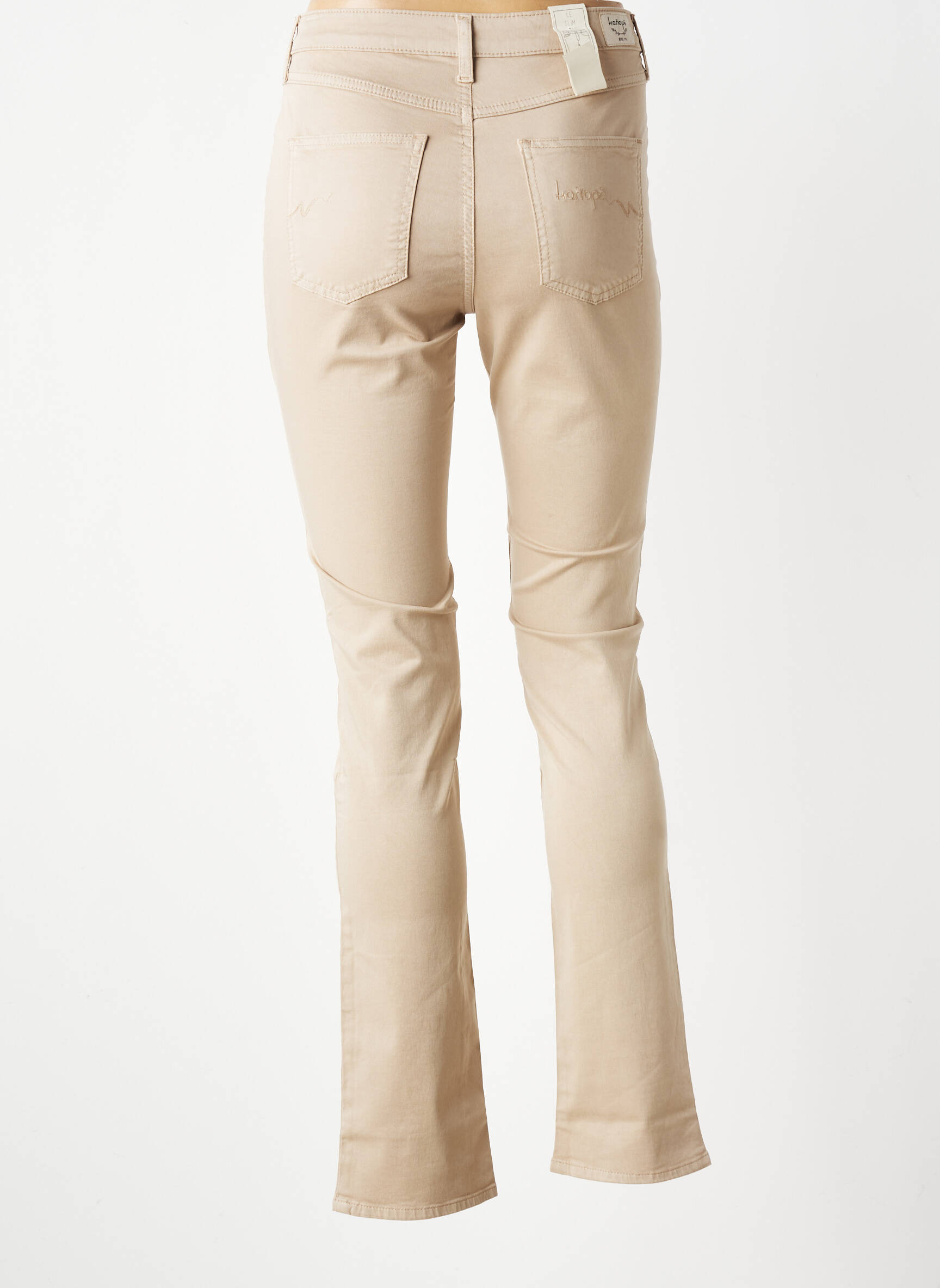 Pantalon slim țesătură poplin mărime normală bej KANOPE femeie