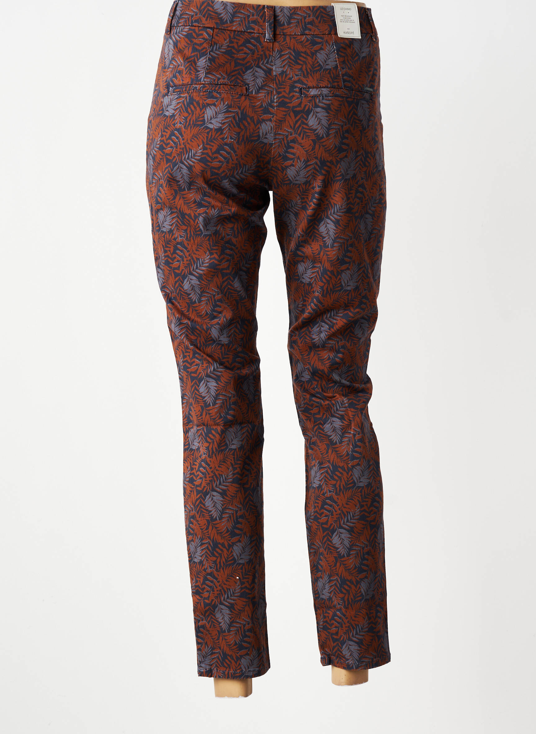 Pantalon chino țesătură poplin mărime normală portocalie KANOPE femeie