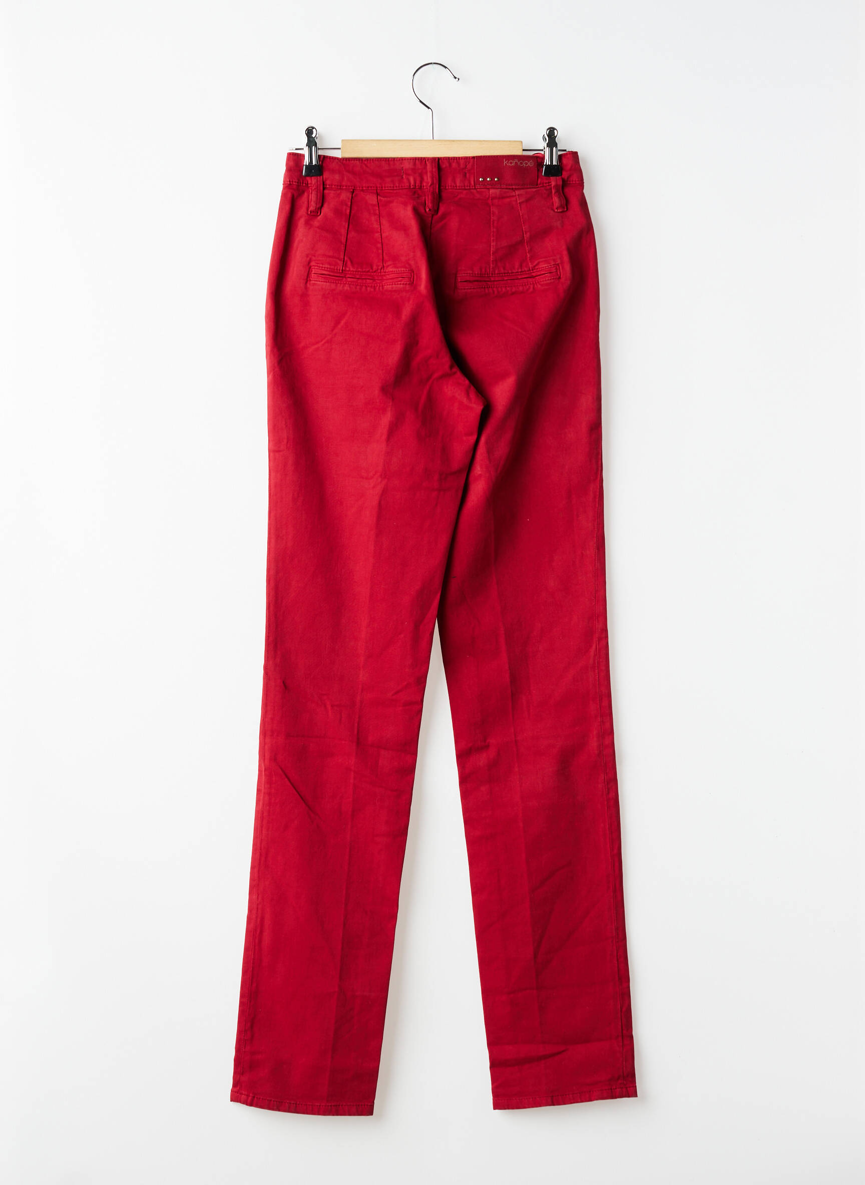 Pantalon chino țesătură poplin mărime normală roșu KANOPE femeie