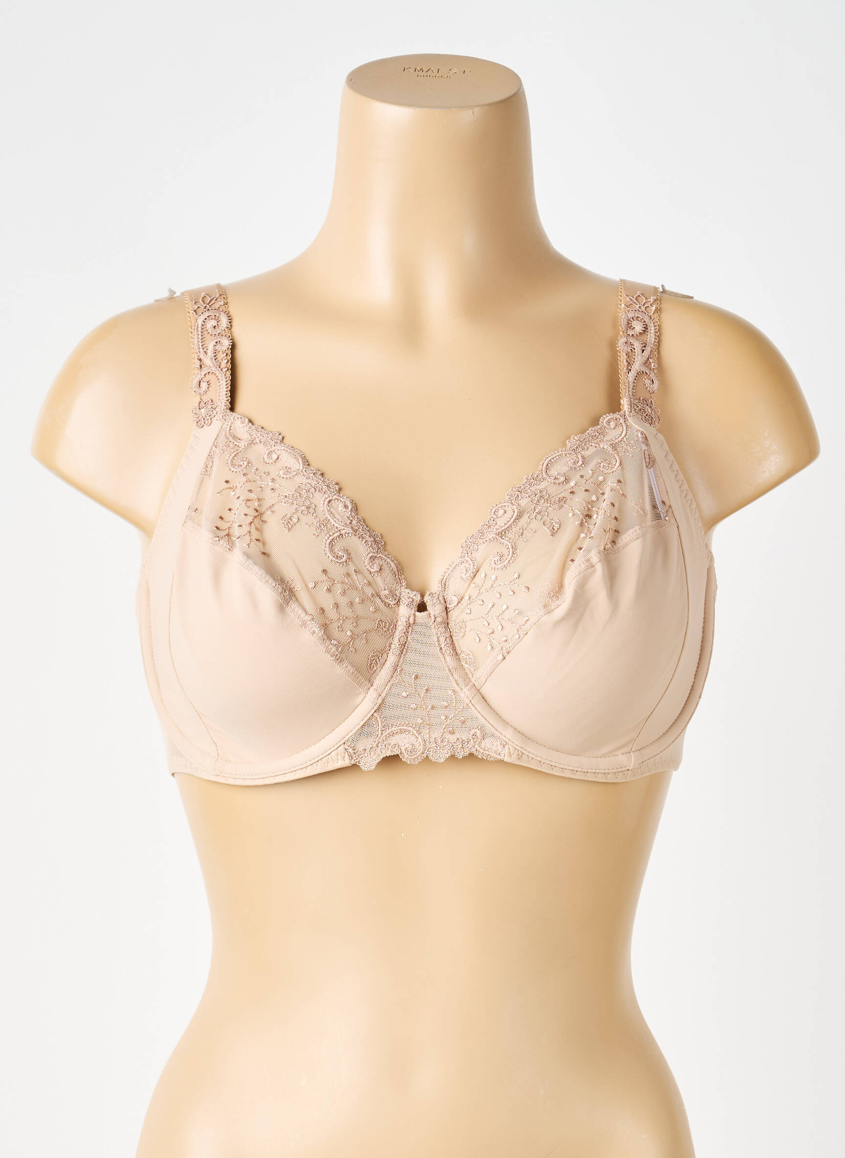 Sutien efect material satinat sutien cupe întregi cu decolteu înalt culoare piersică SIMONE PERELE femeie