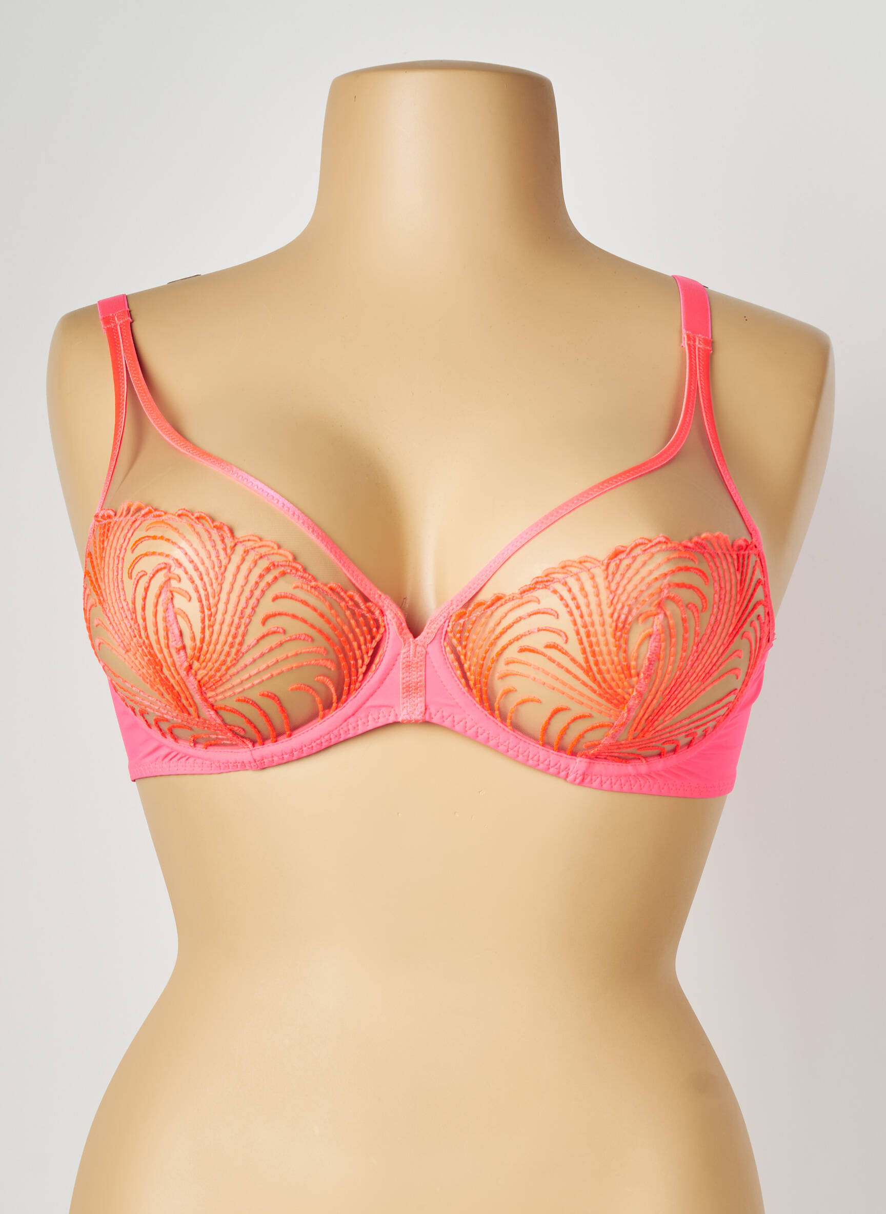 Sutien broderie sutien cupe întregi cu decolteu înalt roz SIMONE PERELE femeie
