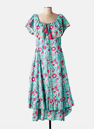 Rochie lungă mâneci scurte mâneci scurte verde RHUM RAISIN femeie