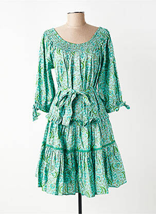 Rochie midi mâneci 3/4 mâneci 3/4 verde RHUM RAISIN femeie