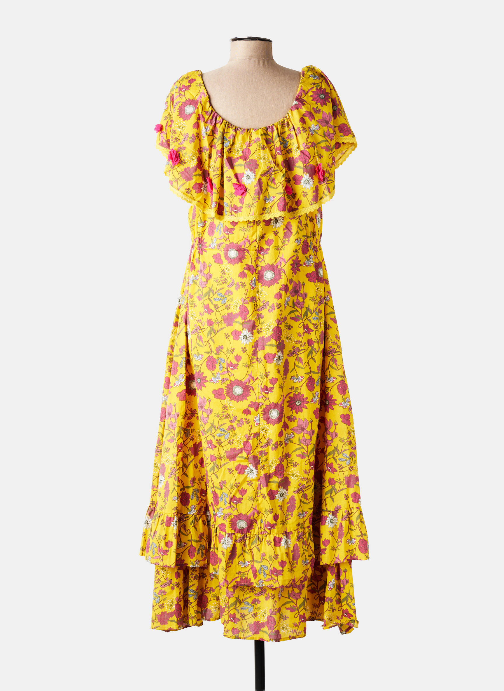 Rochie lungă mâneci scurte mâneci scurte galben RHUM RAISIN femeie
