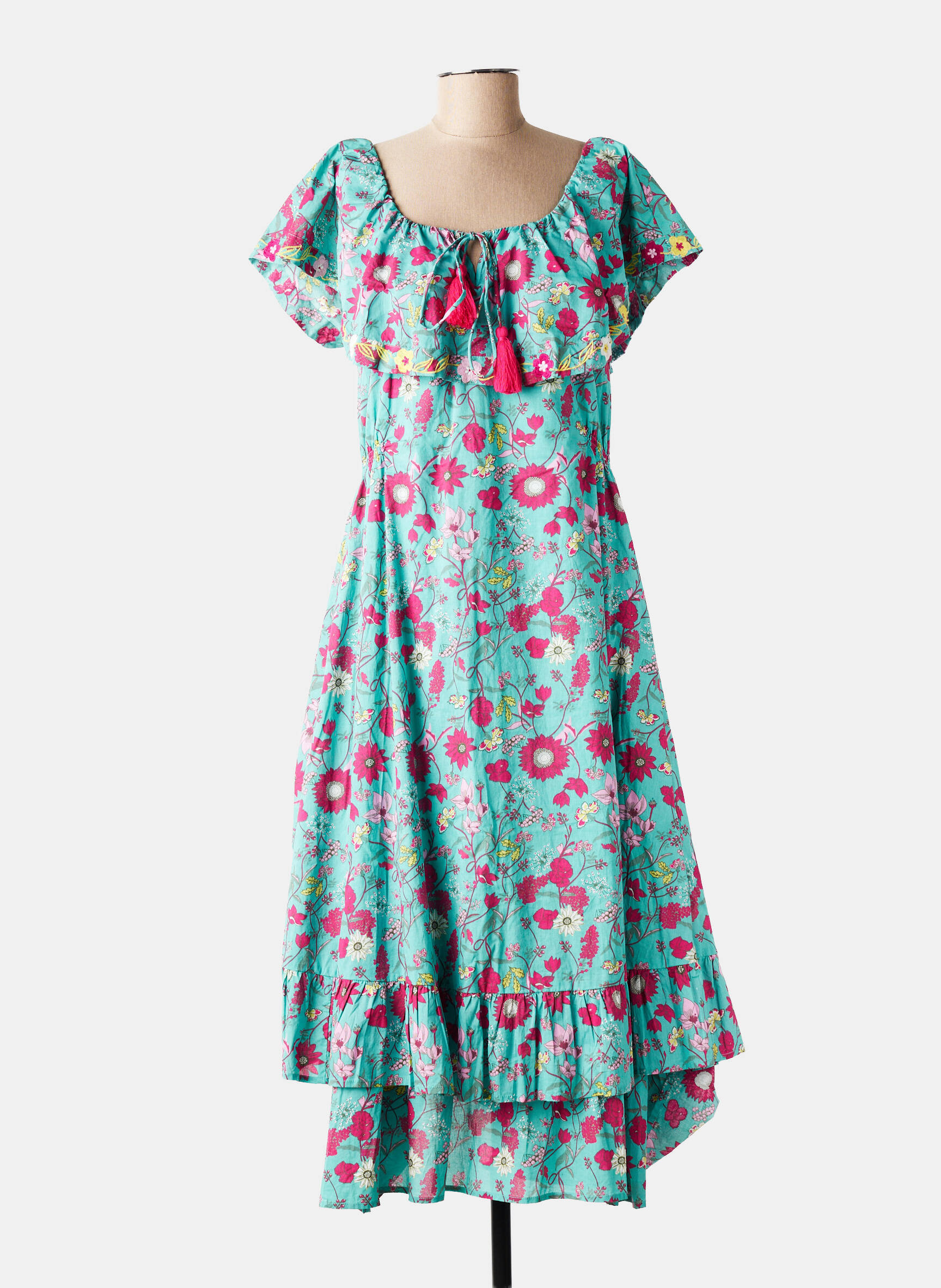 Rochie lungă mâneci scurte mâneci scurte verde RHUM RAISIN femeie