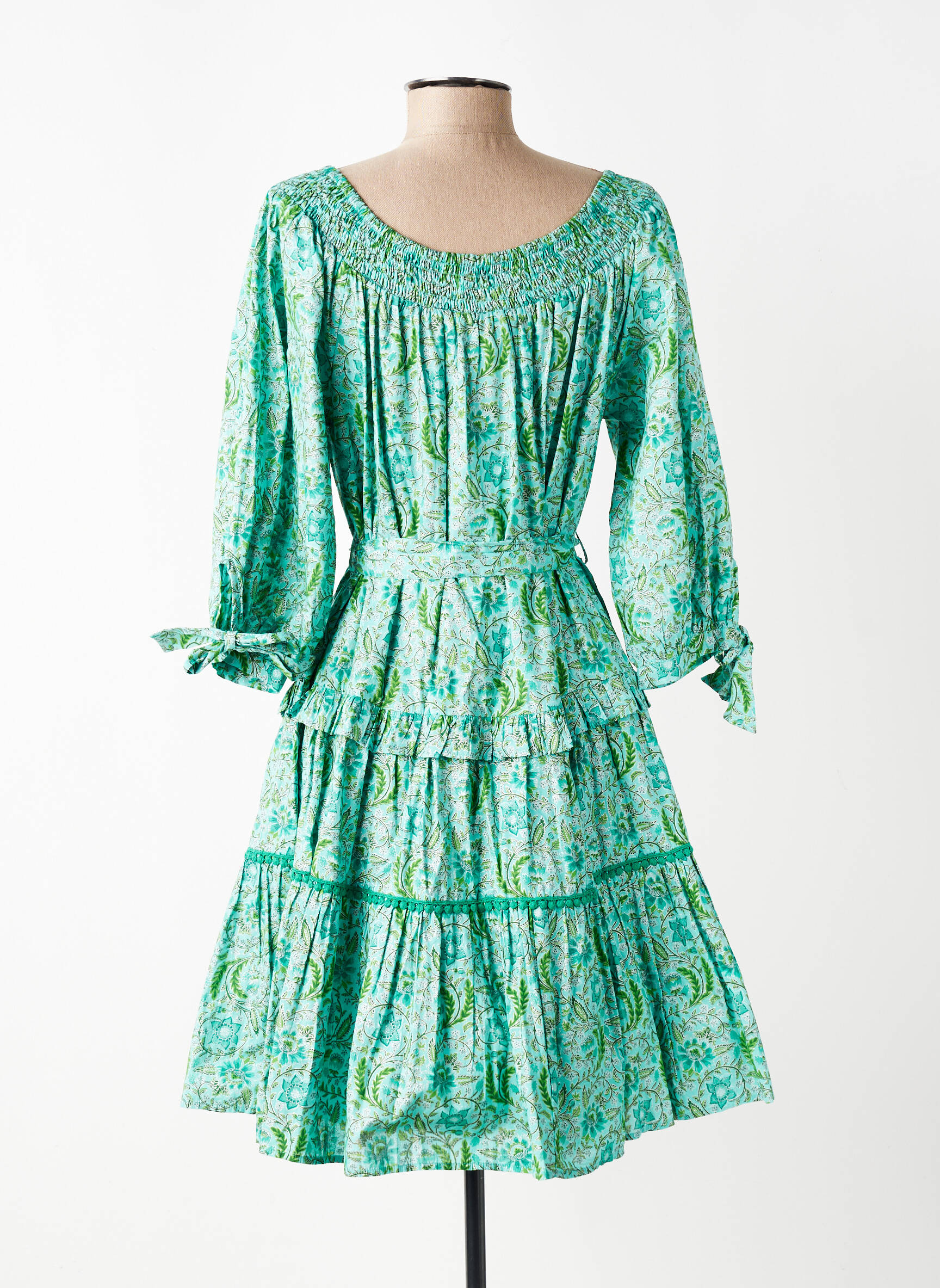 Rochie midi mâneci 3/4 mâneci 3/4 verde RHUM RAISIN femeie