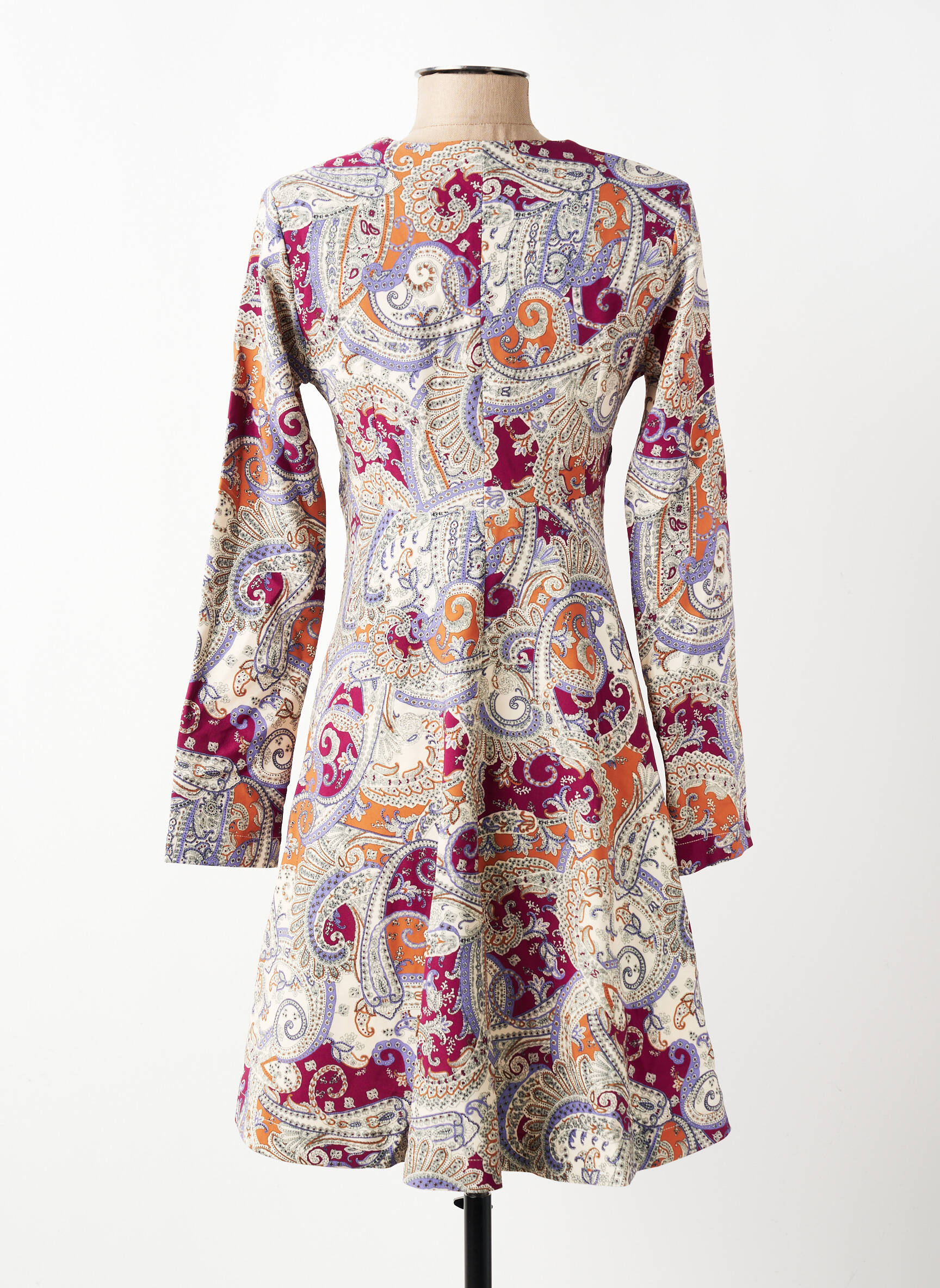 Rochie scurtă croială evazată mâneci lungi bej COUTURIST femeie