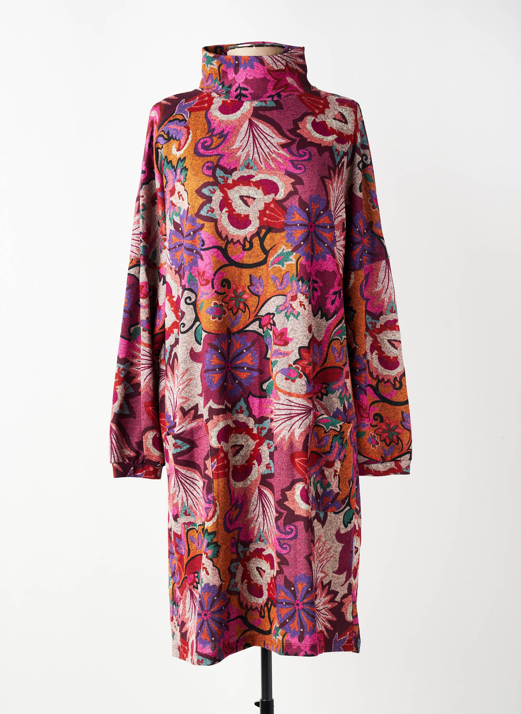 Rochie midi imprimeu floral mâneci lungi roz COUTURIST femeie
