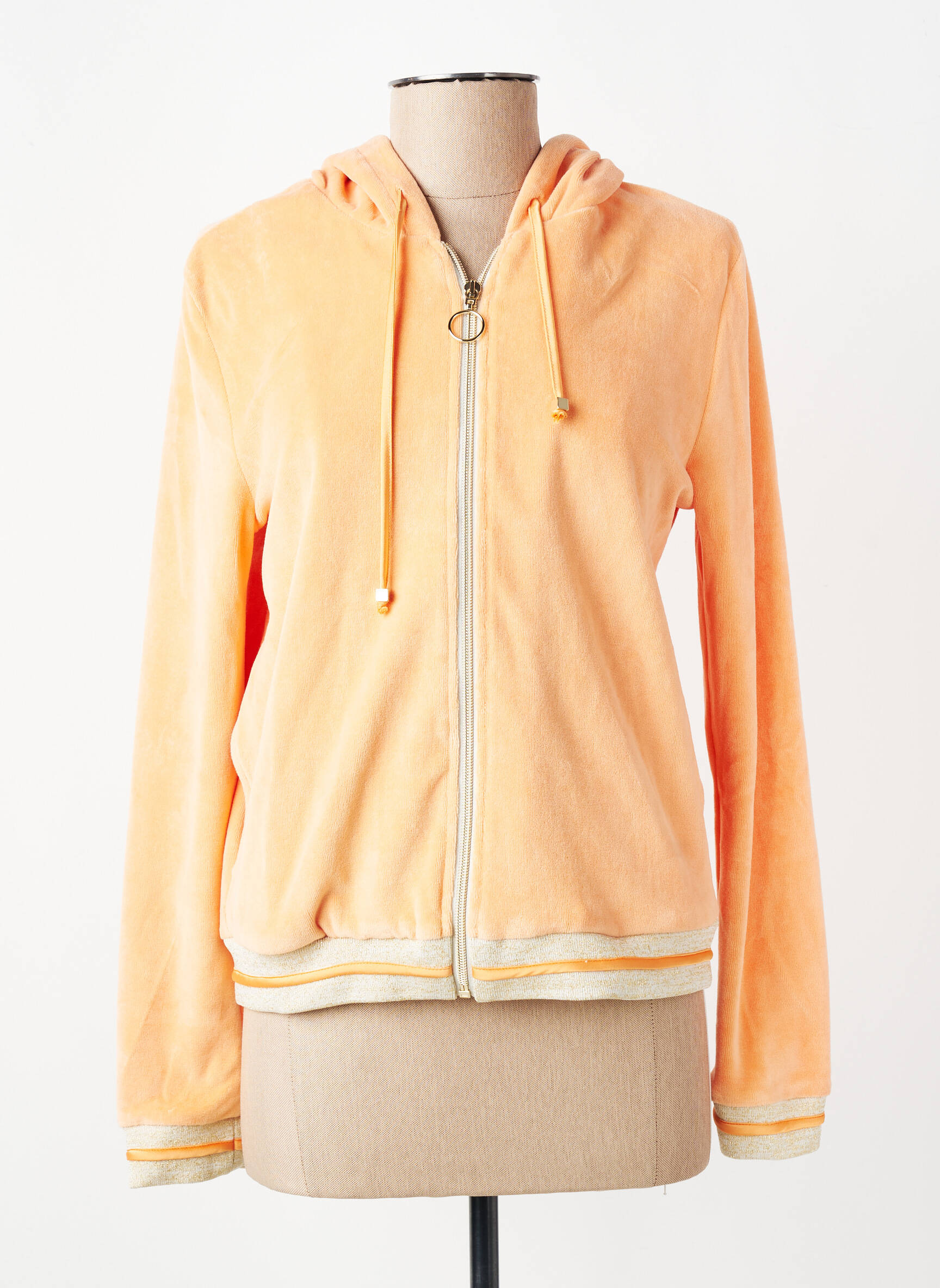 Jachete casual guler rotund portocalie VITAMIA LOUNGEWEAR femeie