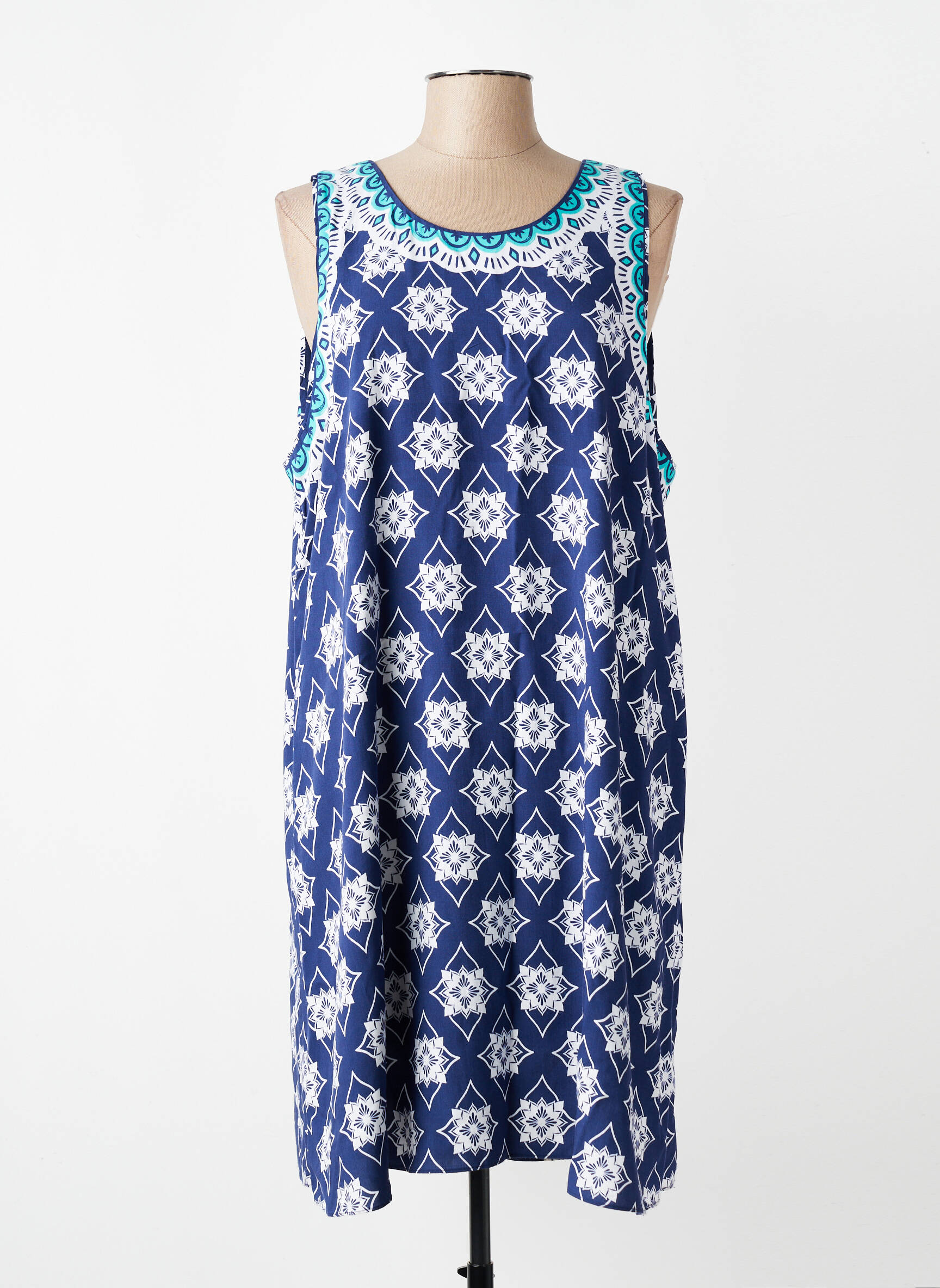 Rochie midi croială fluidă fără mâneci albastru HATLEY femeie