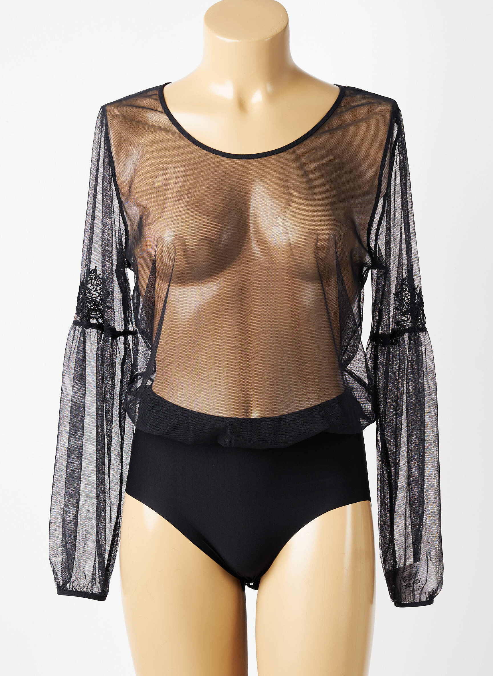 Body guler rotund mâneci lungi negru WACOAL femeie