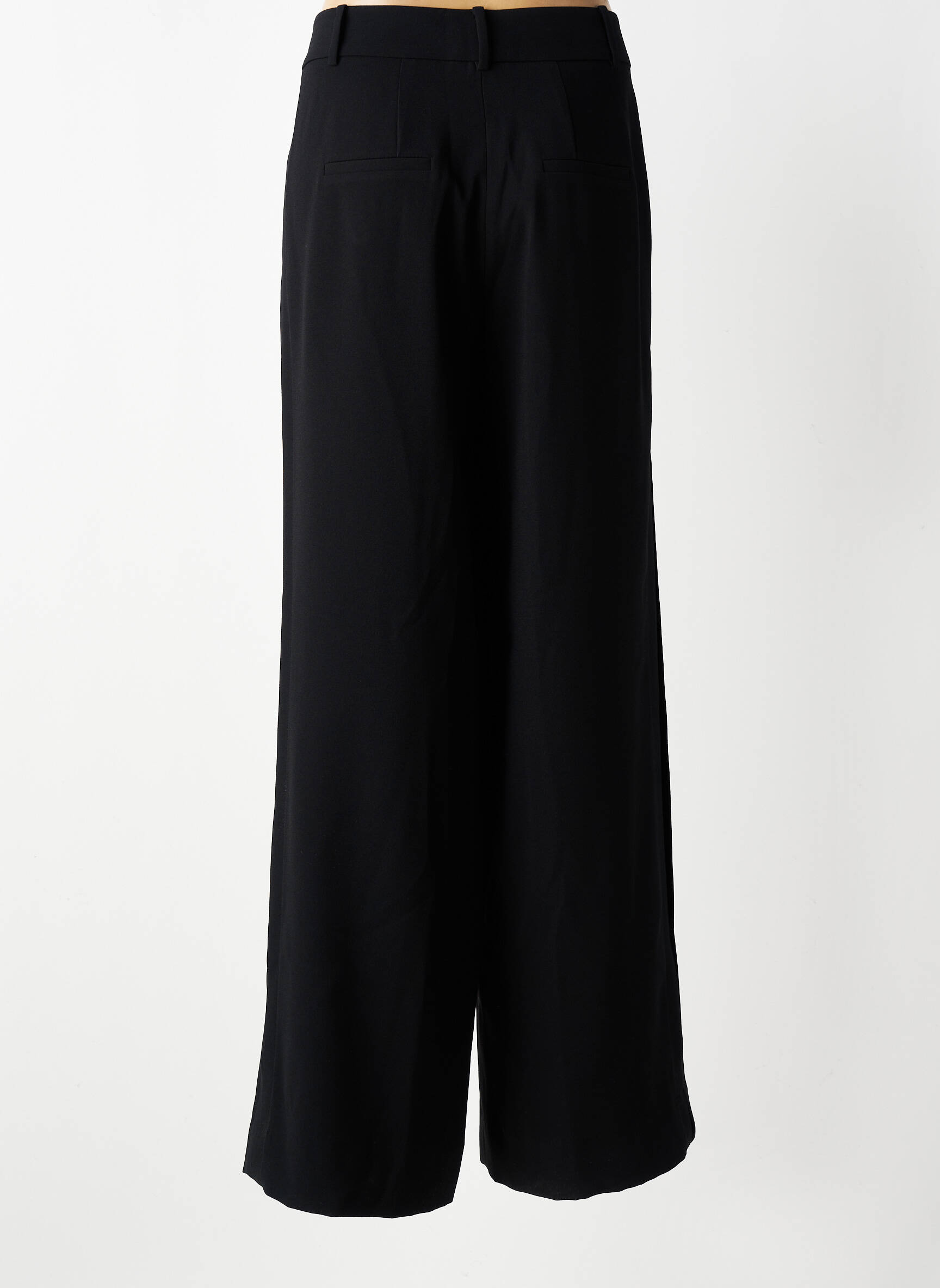 Pantalon larg închidere cu fermoar sub clapetă cu nasturi mărime normală negru HANA SAN femeie