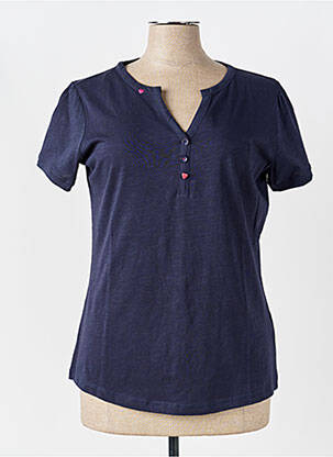 Tricou guler în v mâneci scurte albastru IL GRANCHIO femeie