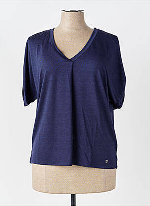 Tricou croială dreaptă mâneci scurte albastru MARBLE femeie