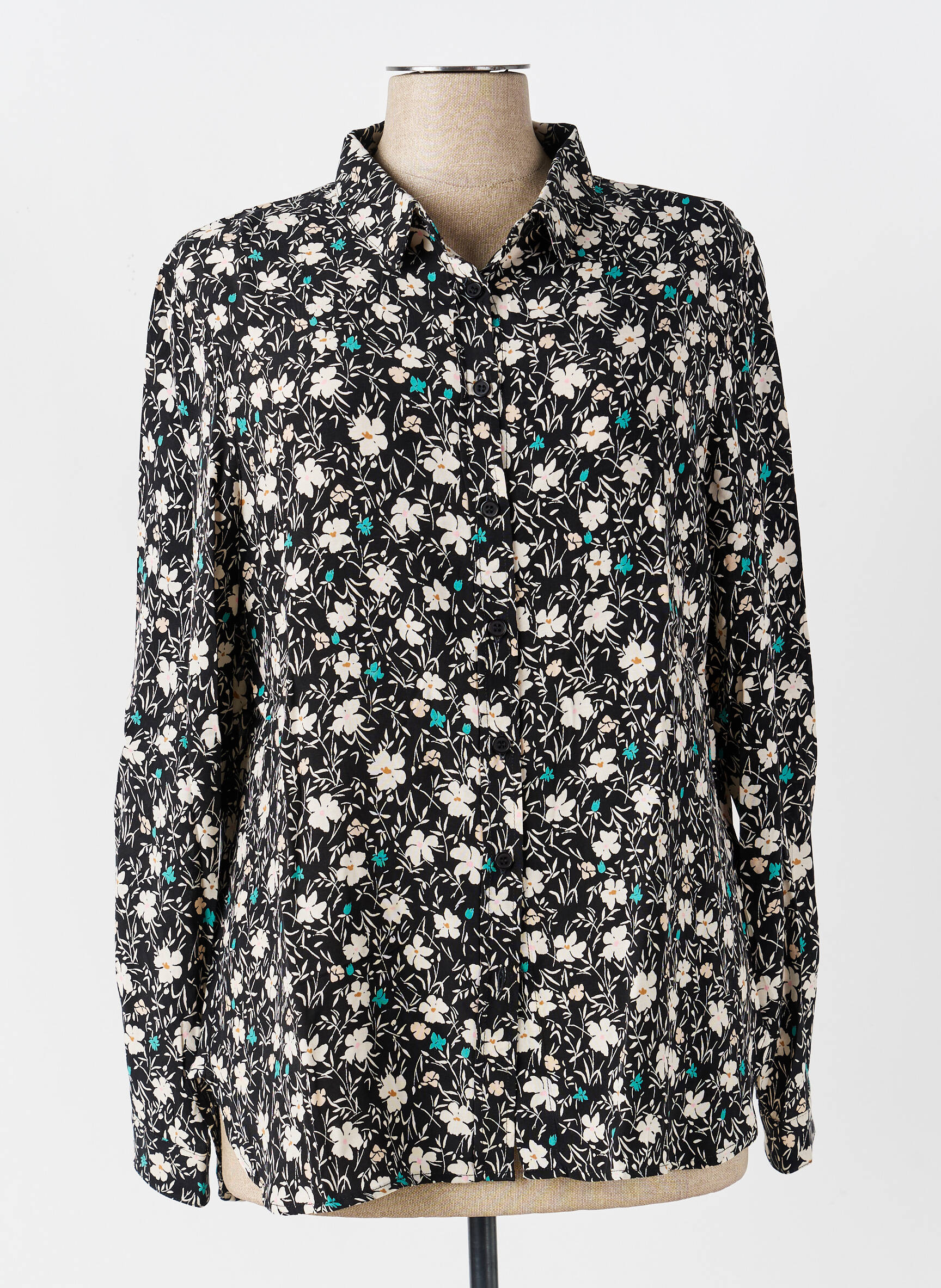 Cămașă imprimeu floral mâneci lungi negru ARMOR LUX femeie