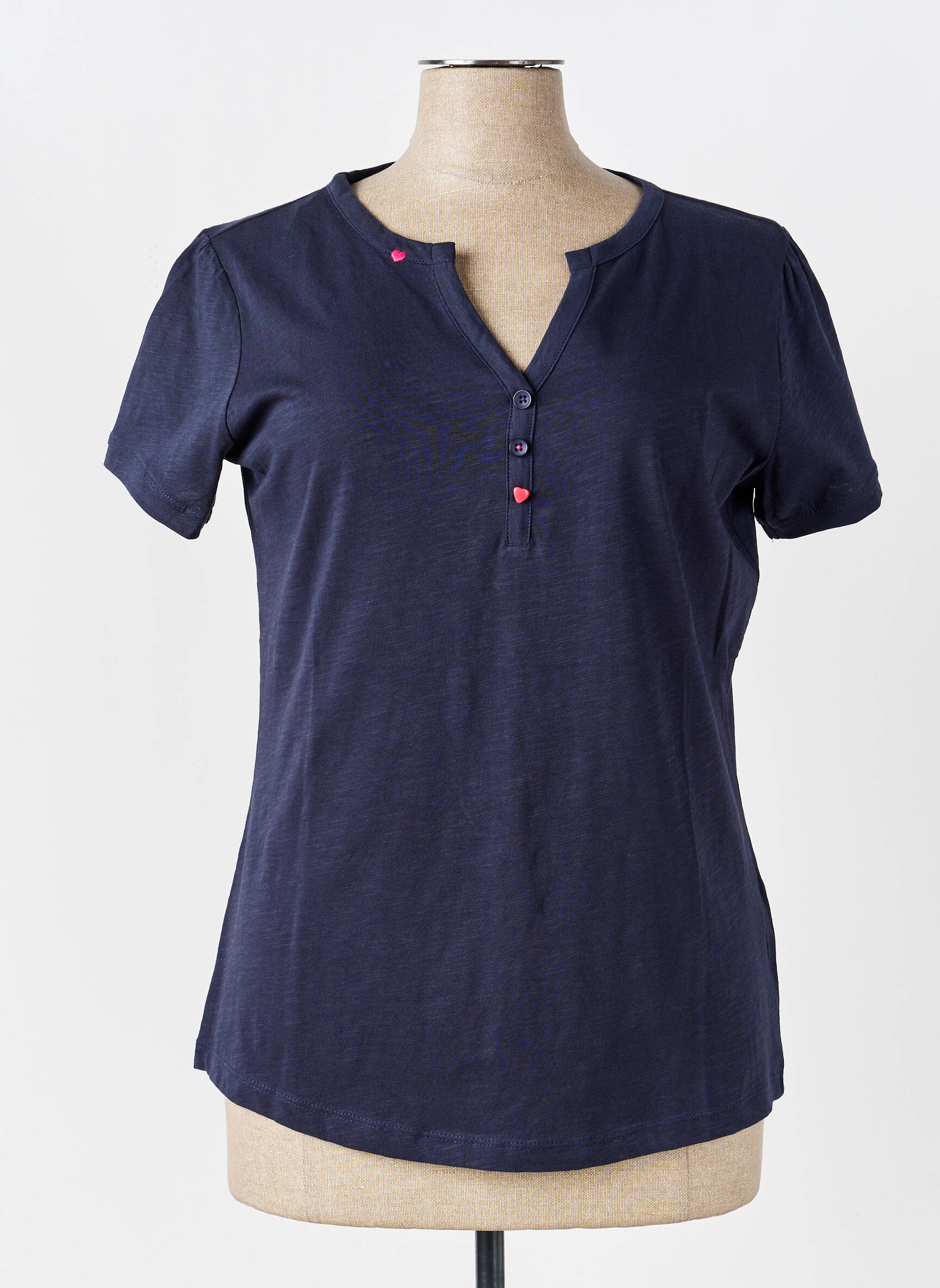 Tricou guler în v mâneci scurte albastru IL GRANCHIO femeie