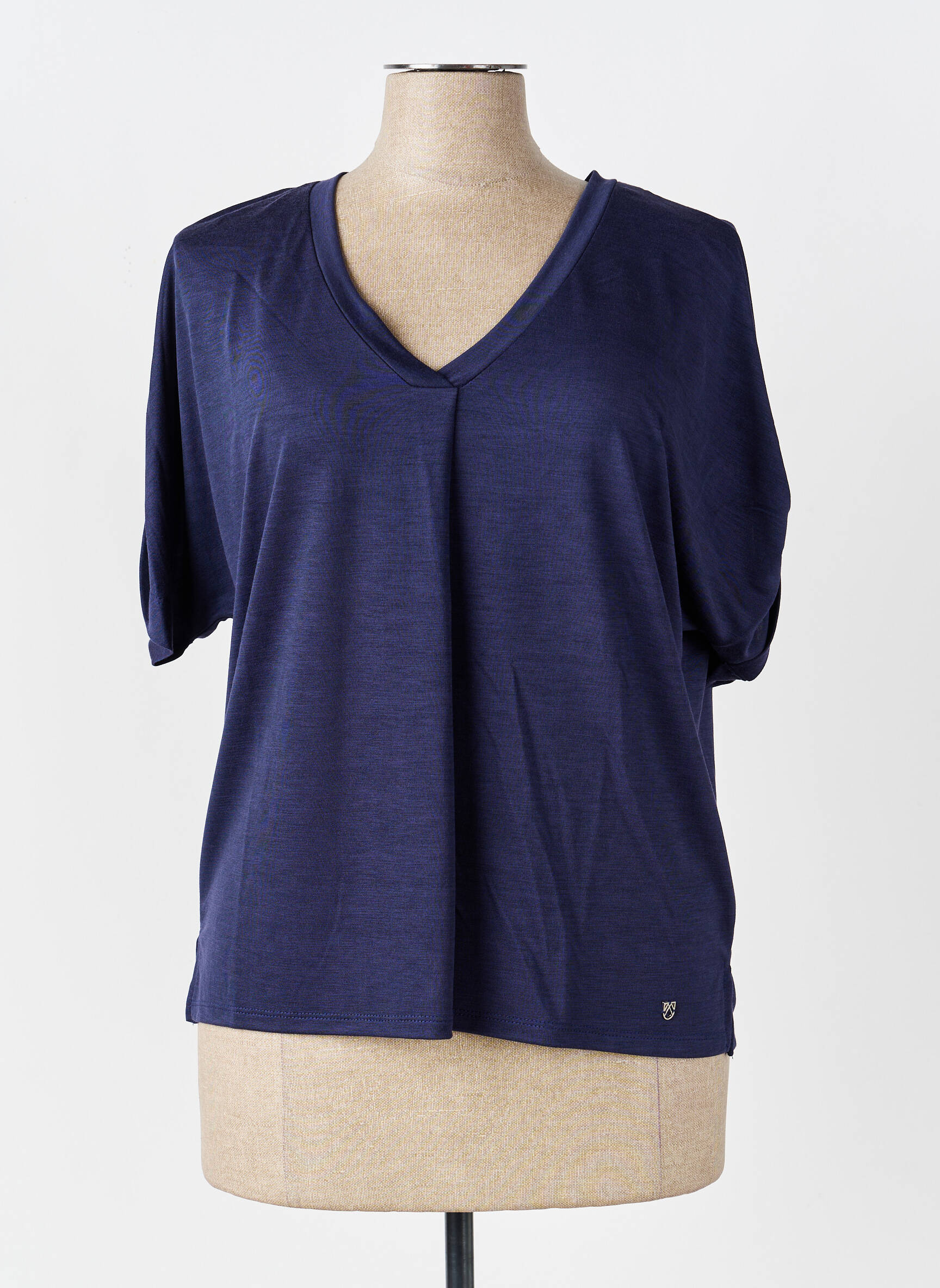 Tricou croială dreaptă mâneci scurte albastru MARBLE femeie