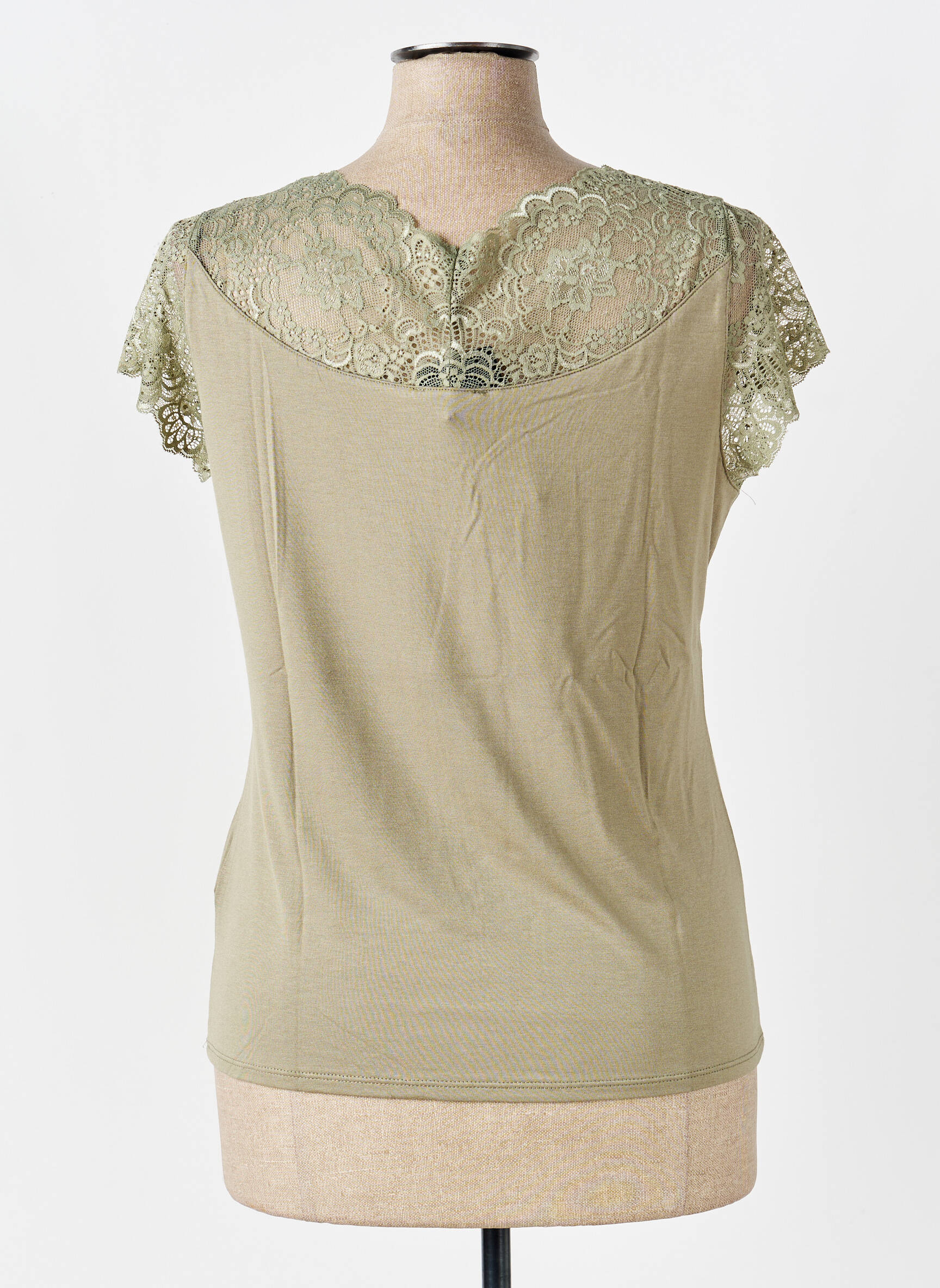 Top țesătură jersey mâneci scurte verde MARBLE femeie