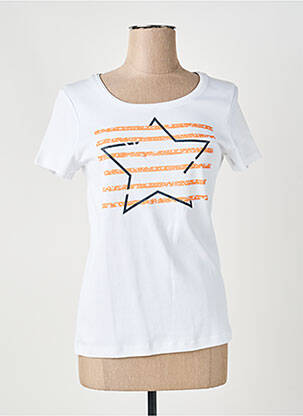 Tricou croială dreaptă mâneci scurte alb MARBLE femeie